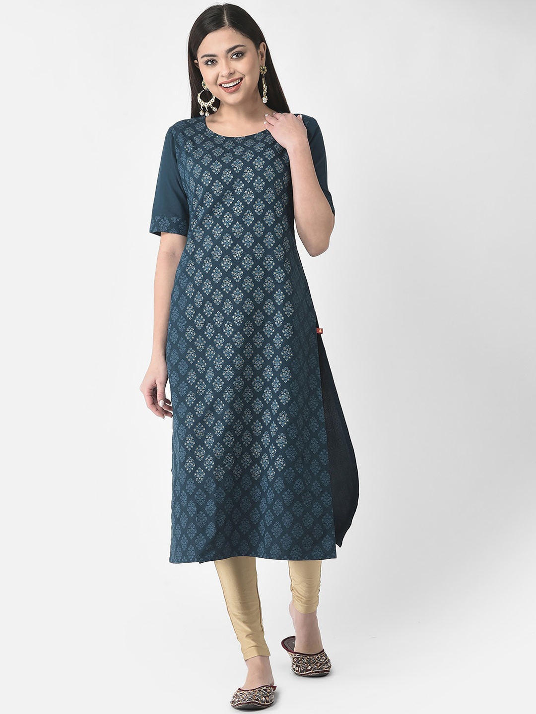 

Span Ethnic Motifs Printed Straight Kurta, Blue