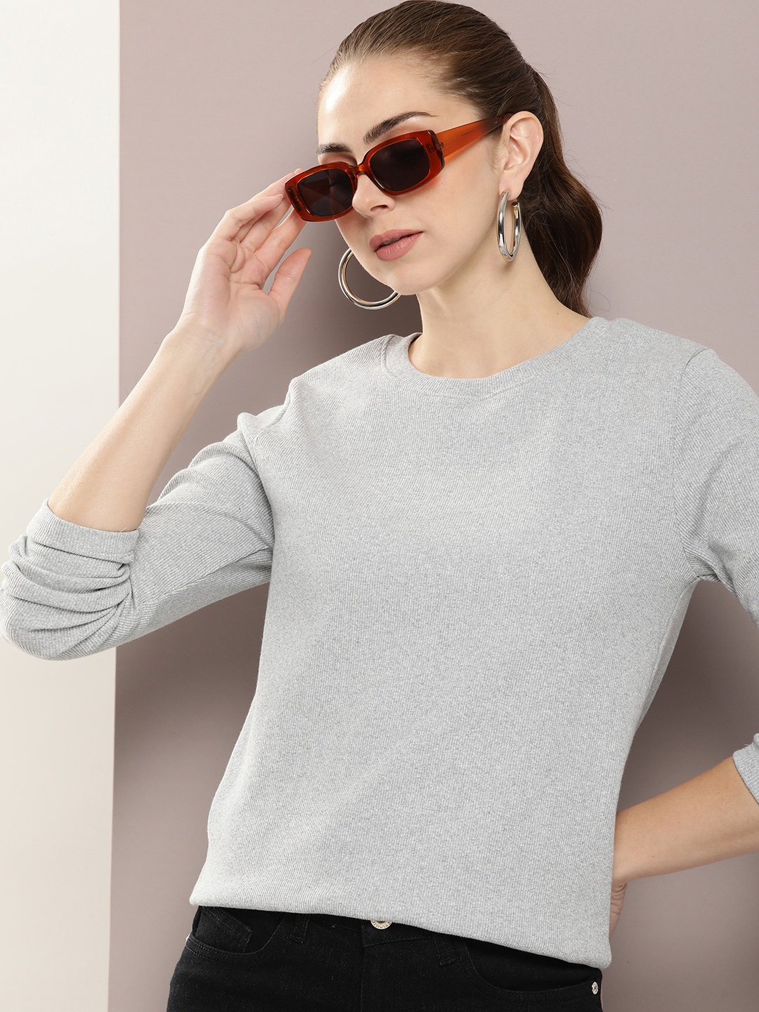 

Kook N Keech Ribbed T-shirt, Grey melange