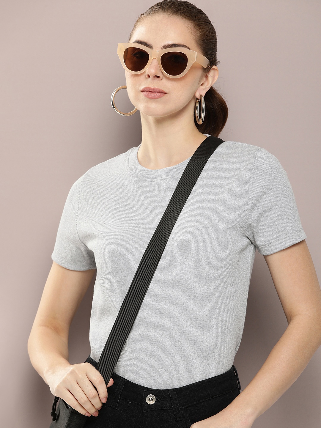 

Kook N Keech Ribbed T-shirt, Grey melange