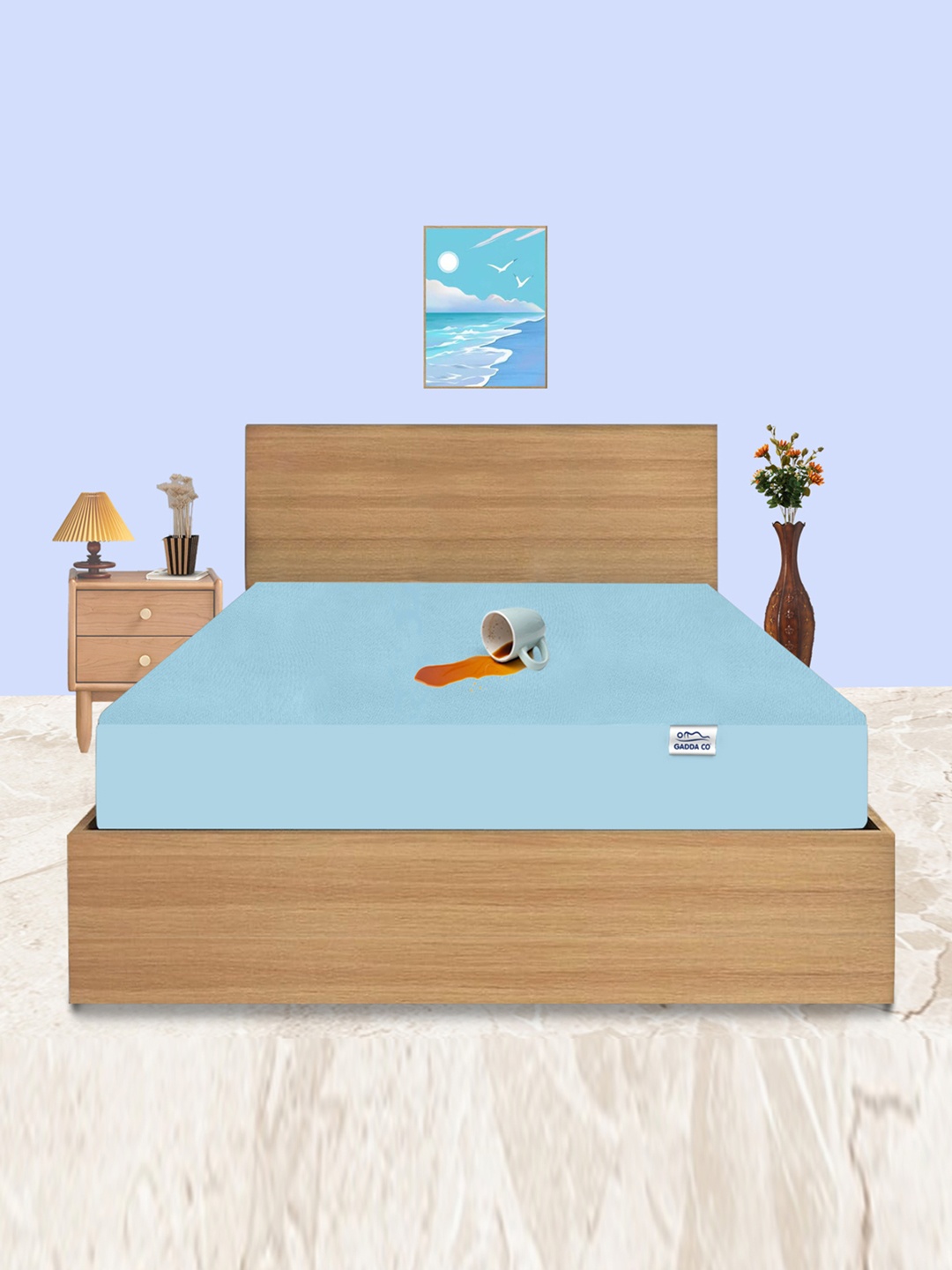 

GADDA CO Blue Queen Bed 100% Waterproof Premium Polycotton Mattress Protector