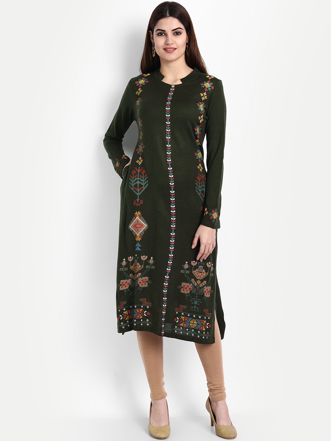 

SUTI Printed Woollen Kurta, Green