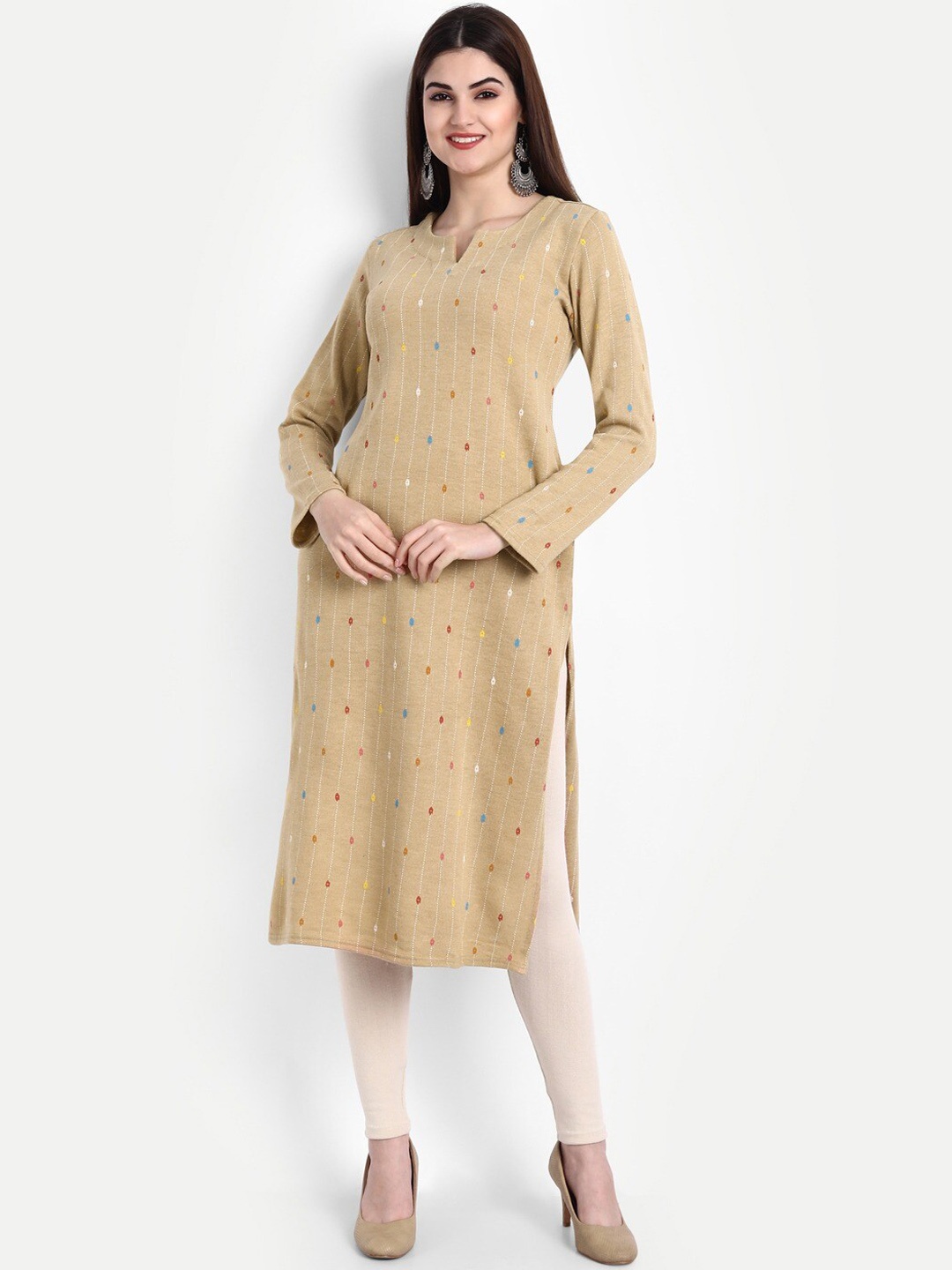 

SUTI Printed Woollen Kurta, Beige