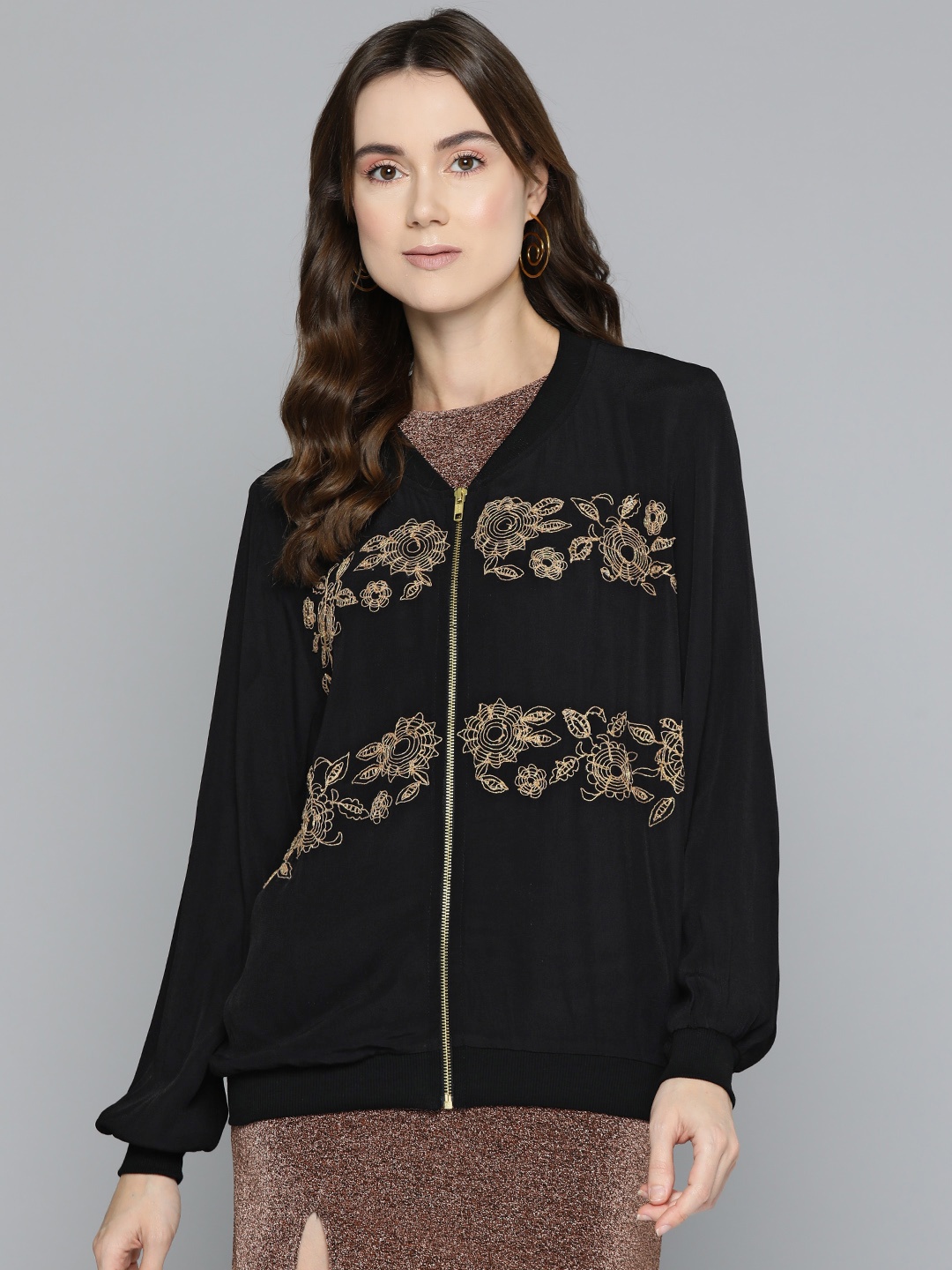 

SCOUP Women Floral Tailored Jacket, Black
