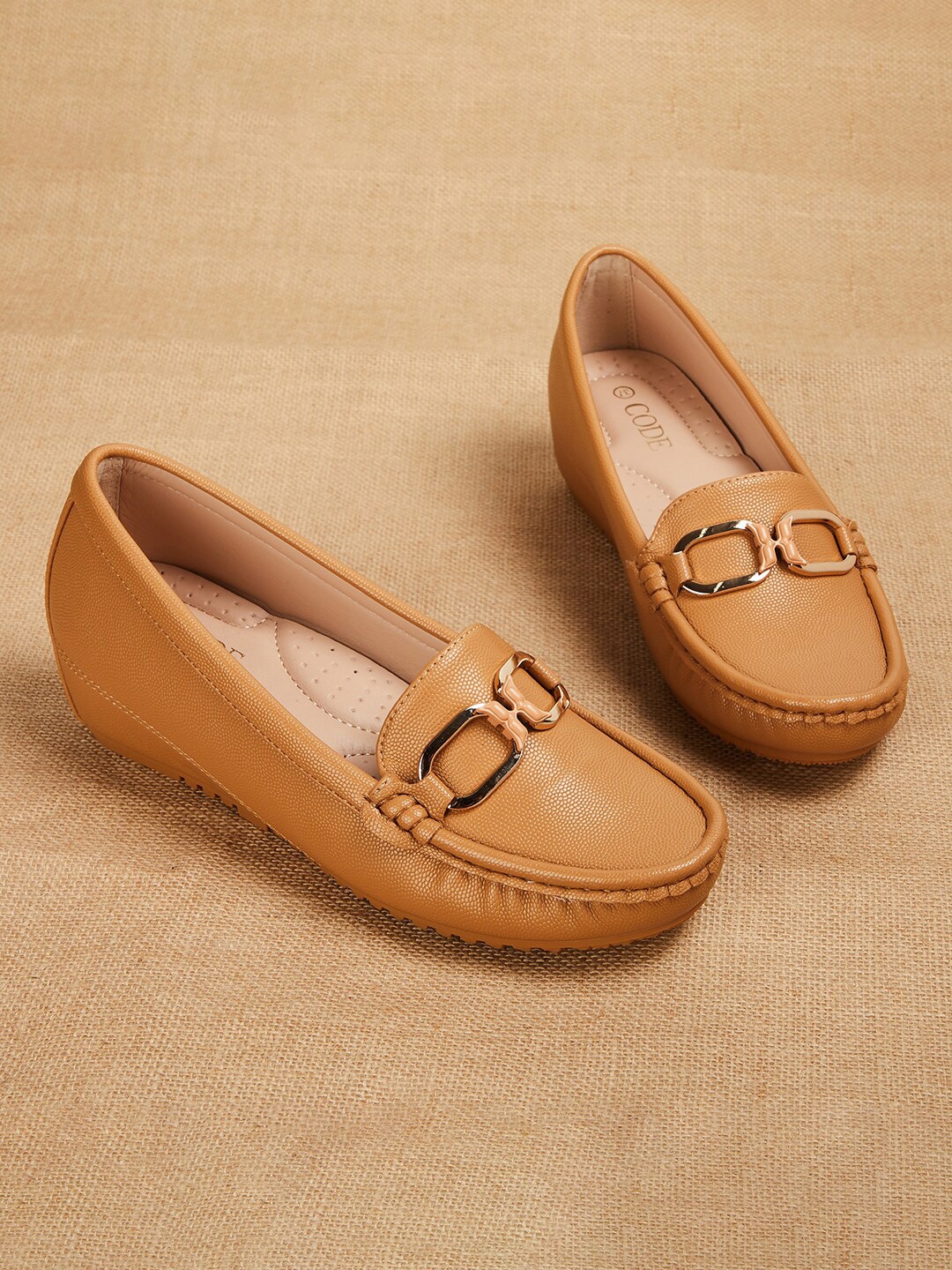 

CODE by Lifestyle Buckle Detail Wedge Heel Pumps, Camel brown