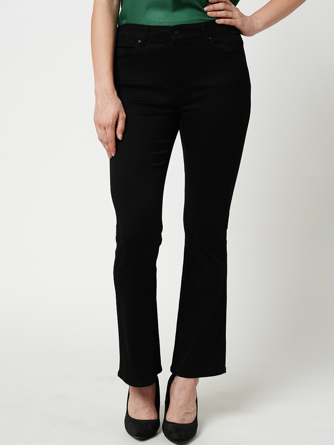 

ONLY Women Wide Leg Clean Look Stretchable Jeans, Black