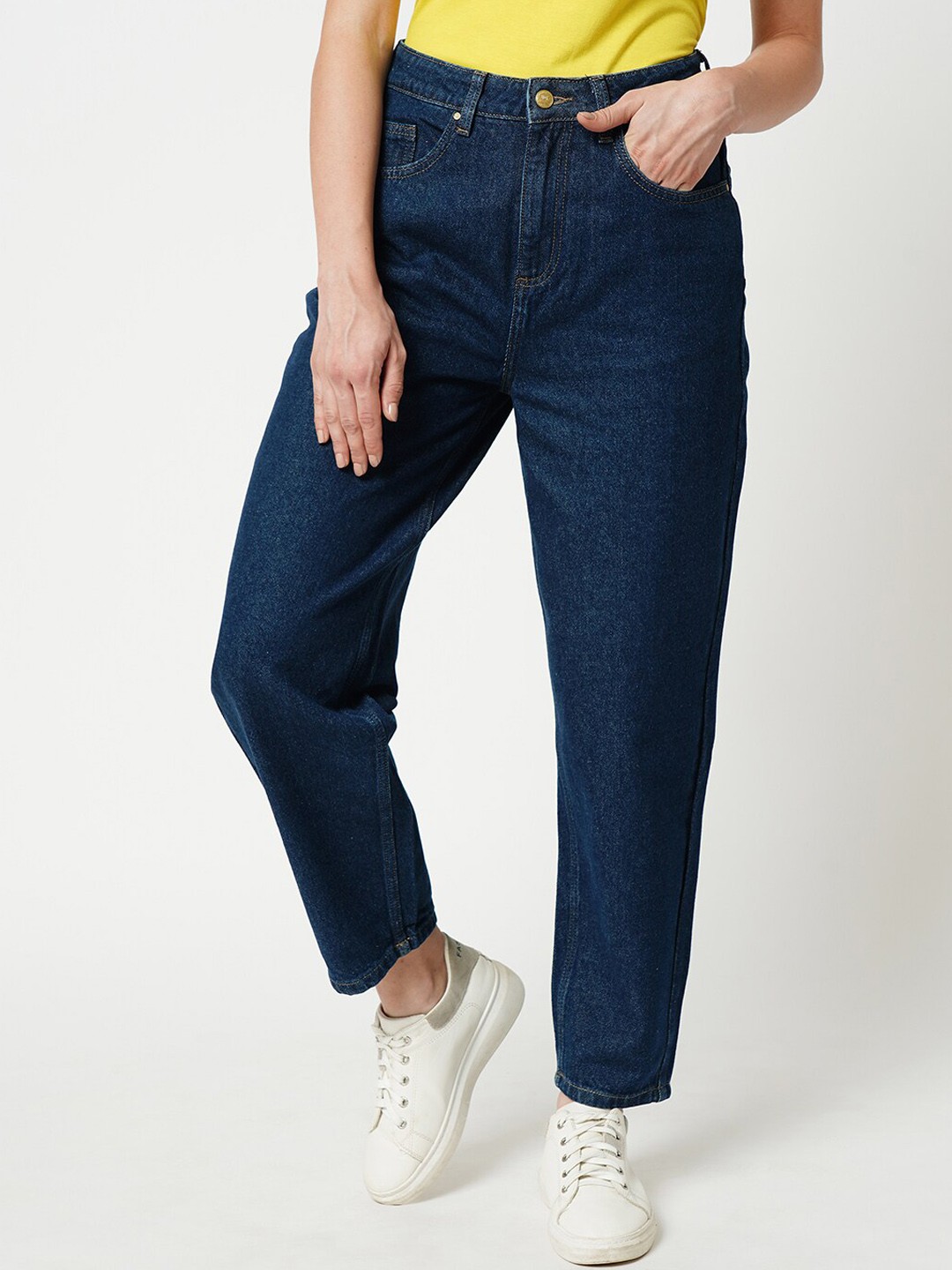 

ONLY Women High-Rise Clean Look Pure Cotton Jeans, Blue