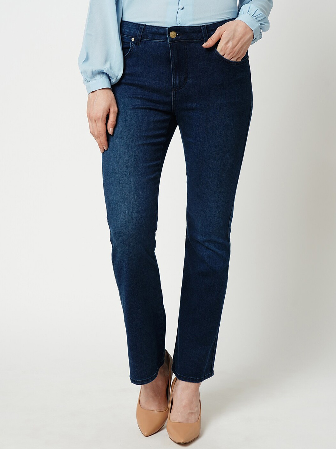 

ONLY Women Wide Leg Light Fade Clean Look Stretchable Jeans, Blue