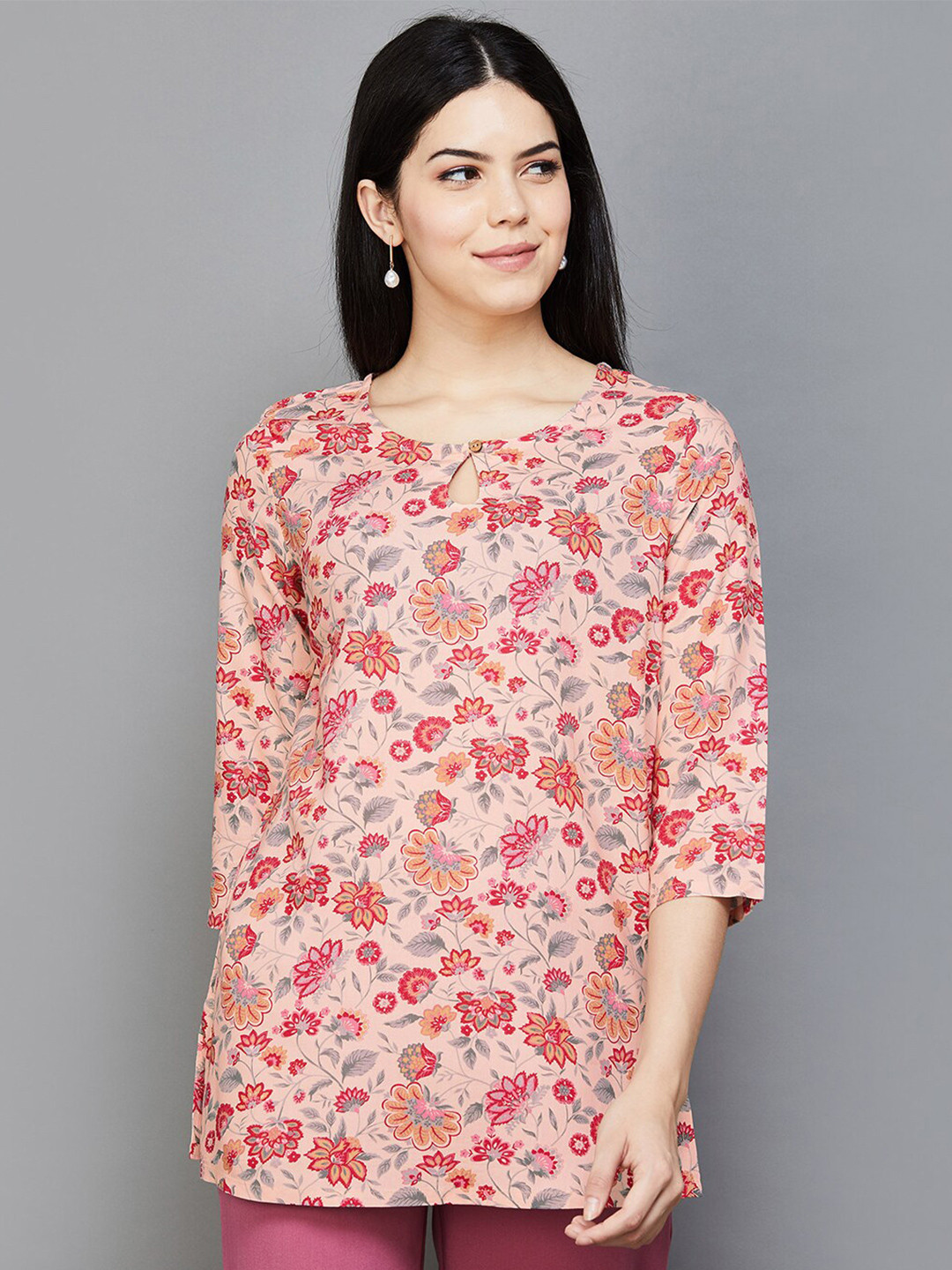 

Melange by Lifestyle Floral Printed Kurti, Off white