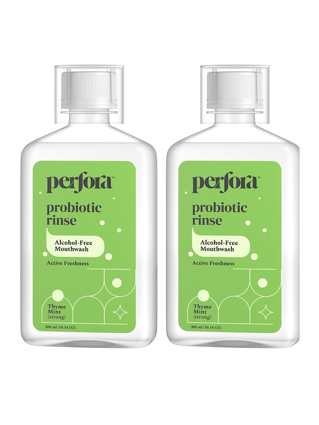 

Perfora Set Of 2 Probiotic Rinse Alcohol-Free Thyme Mint Mouthwash - 300ml Each, Green