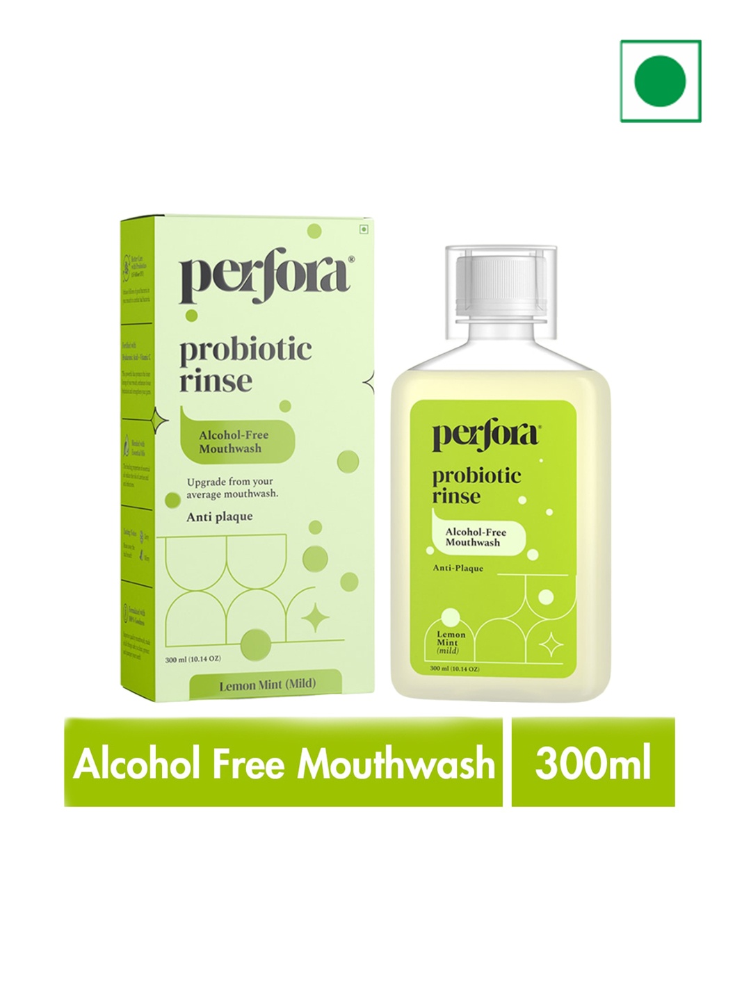 

Perfora Set of 2 Alcohol Free Lemon Mint Mouthwash - 300ml Each, Green