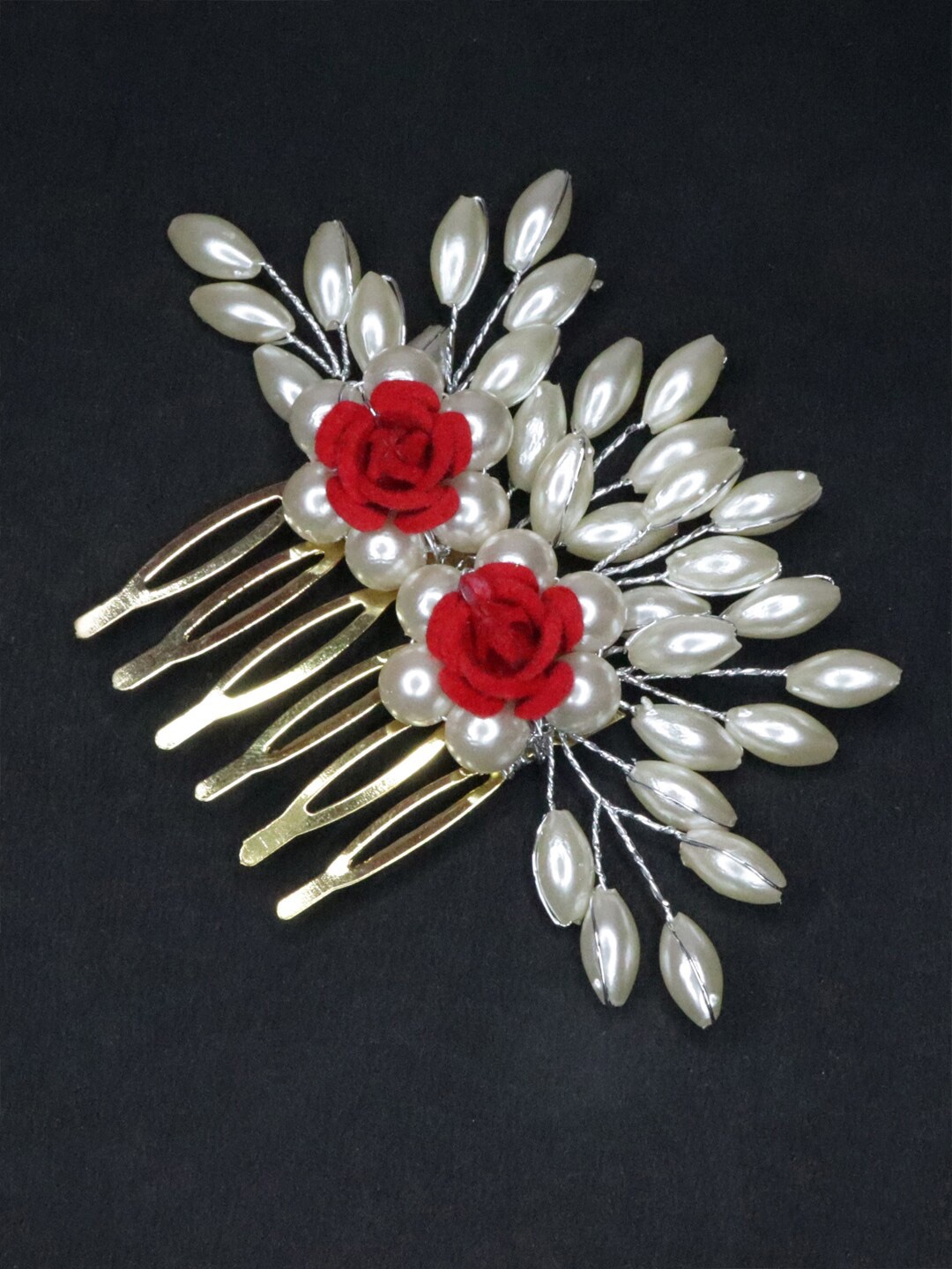 

FIMBUL Beads Embellished Comb Pin, White