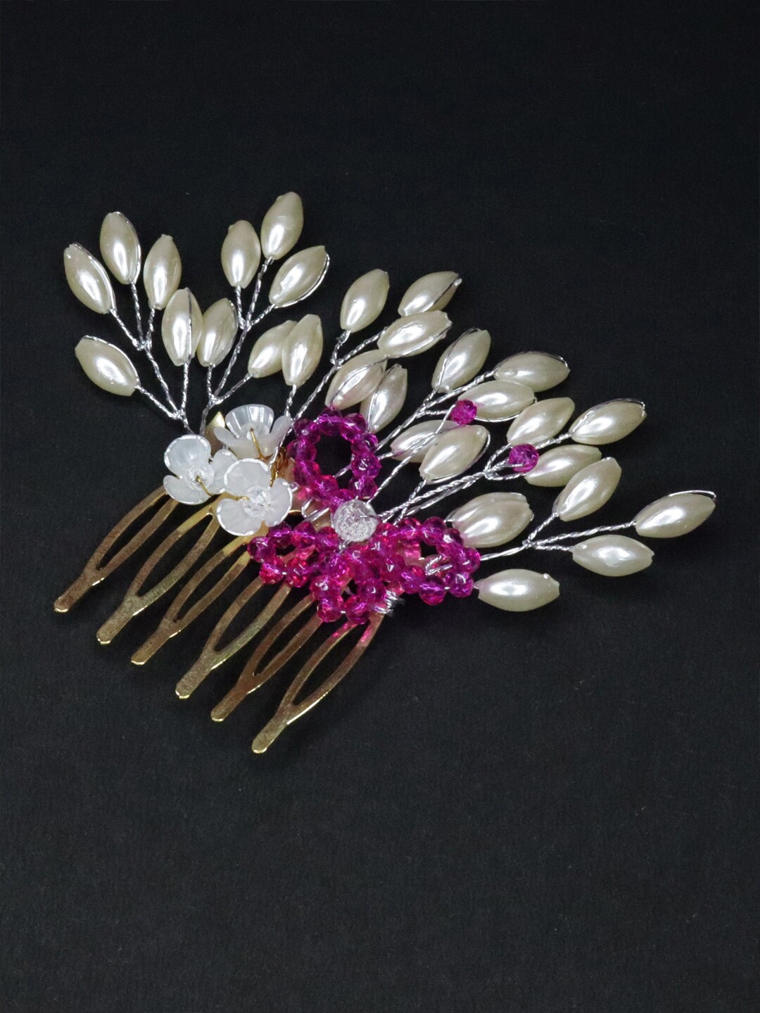 

VAGHBHATT Beaded Bridal Hair Comb Pin, Gold