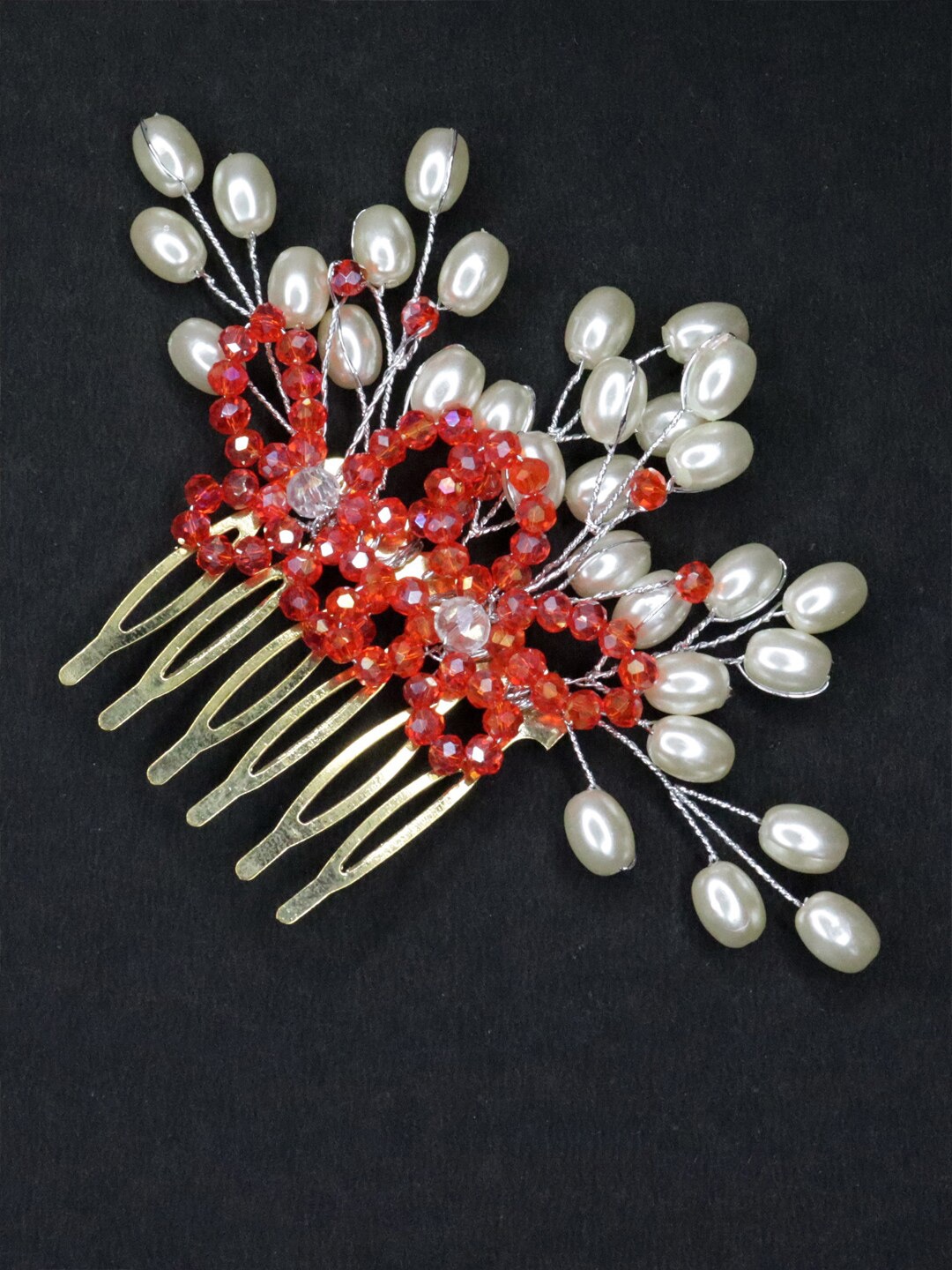 

VAGHBHATT Beaded Bridal Hair Comb Pin, Gold