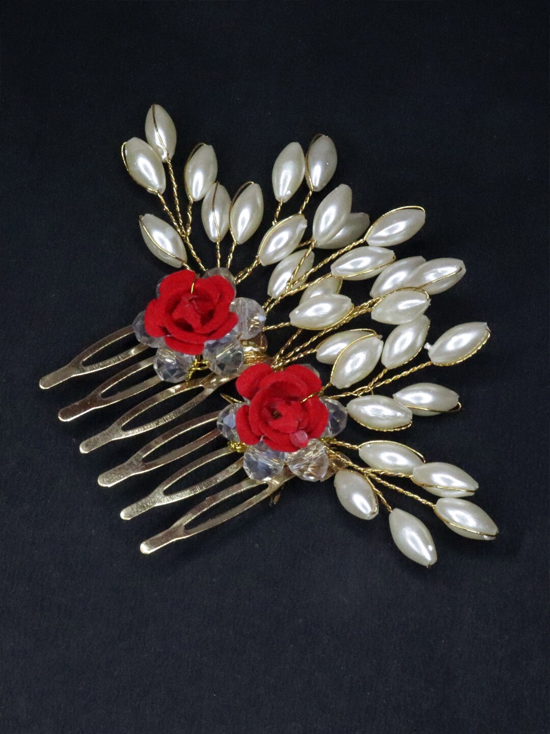 

VAGHBHATT Beaded Bridal Hair Comb Pin, Gold