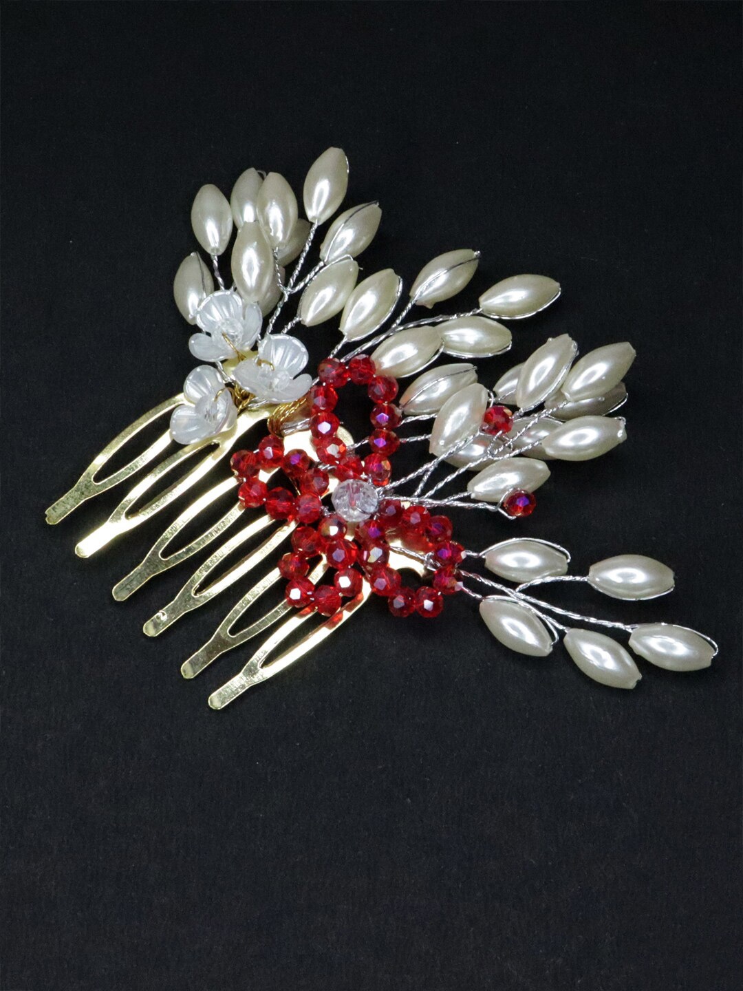 

VAGHBHATT Beaded Bridal Hair Comb Pin, Gold