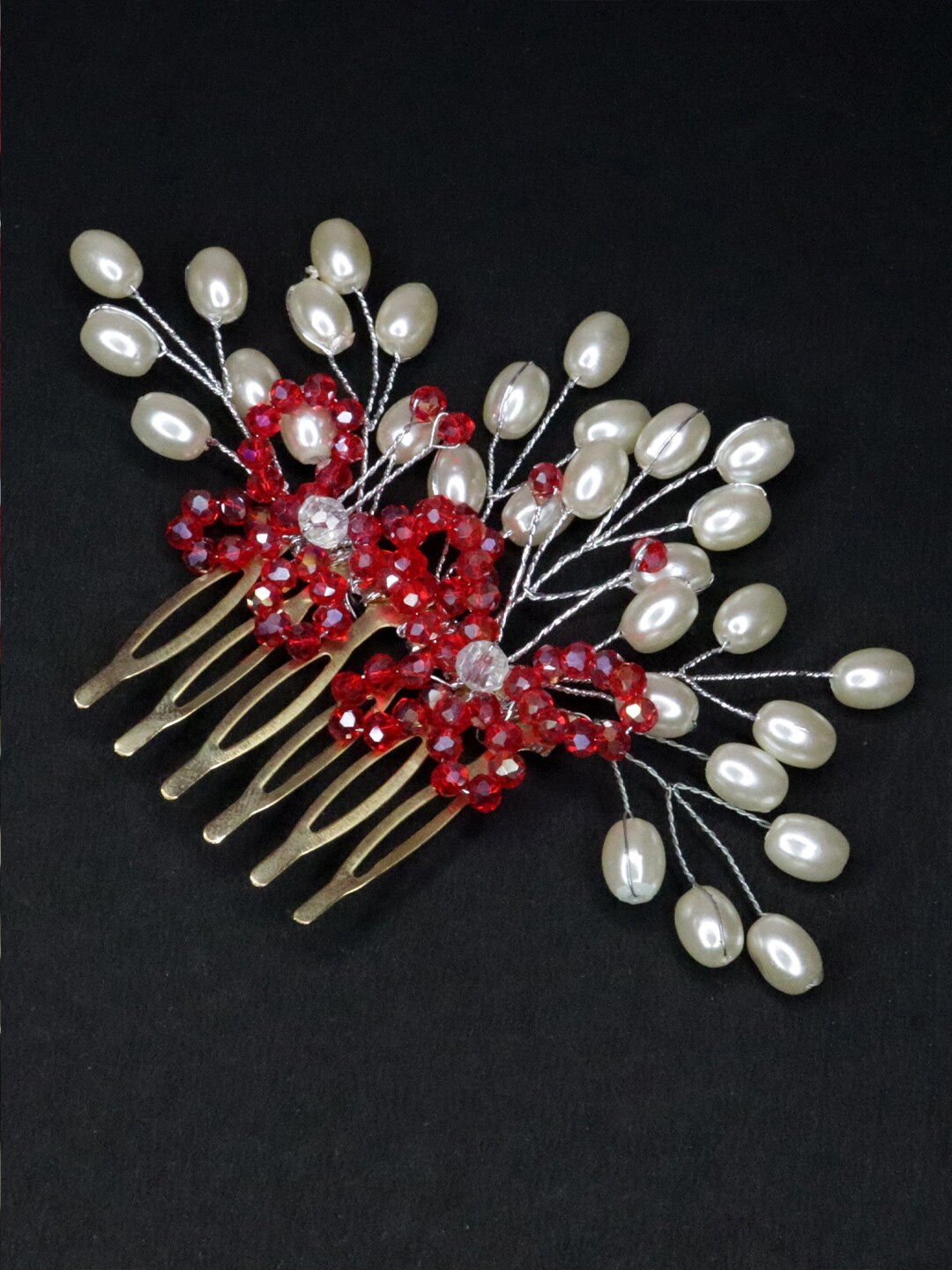 

VAGHBHATT Beaded Bridal Hair Comb Pin, Gold