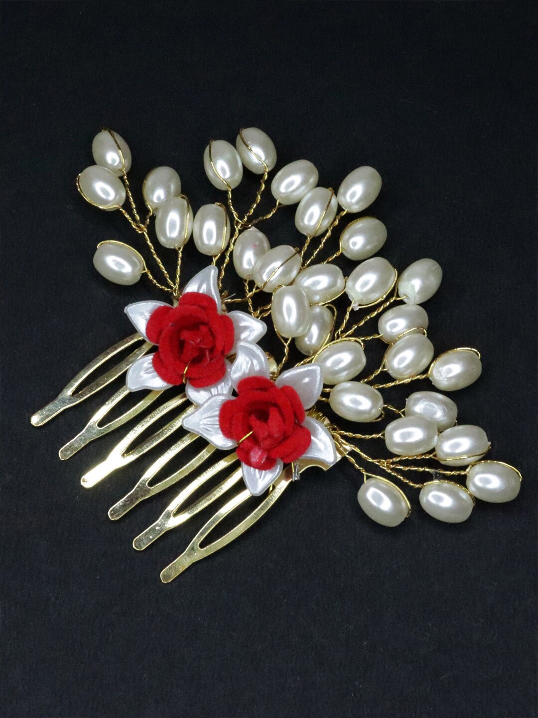 

VAGHBHATT Beaded Bridal Hair Comb Pin, Gold
