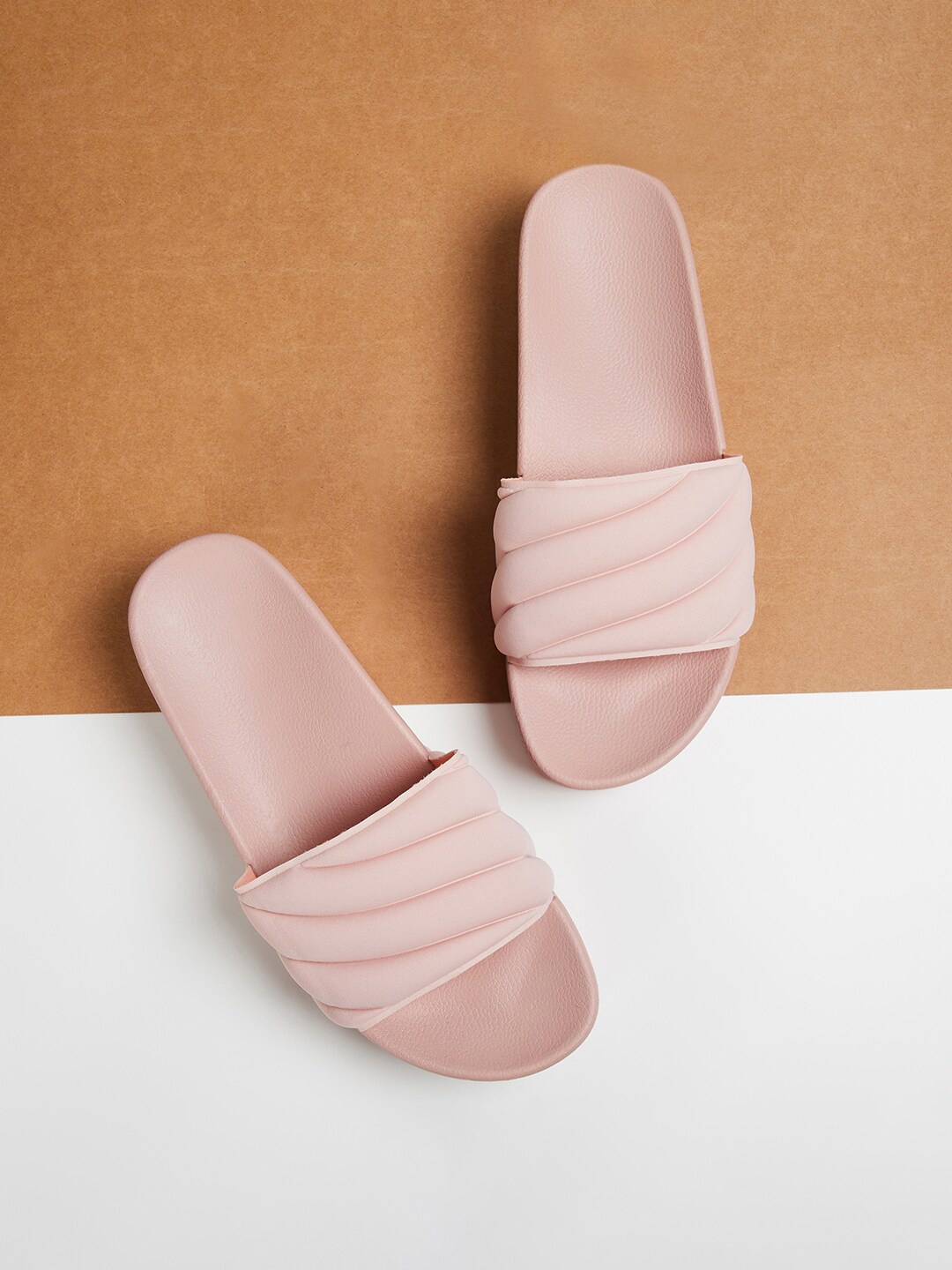 

Ginger by Lifestyle Women Textured Open Toe Sliders, Pink