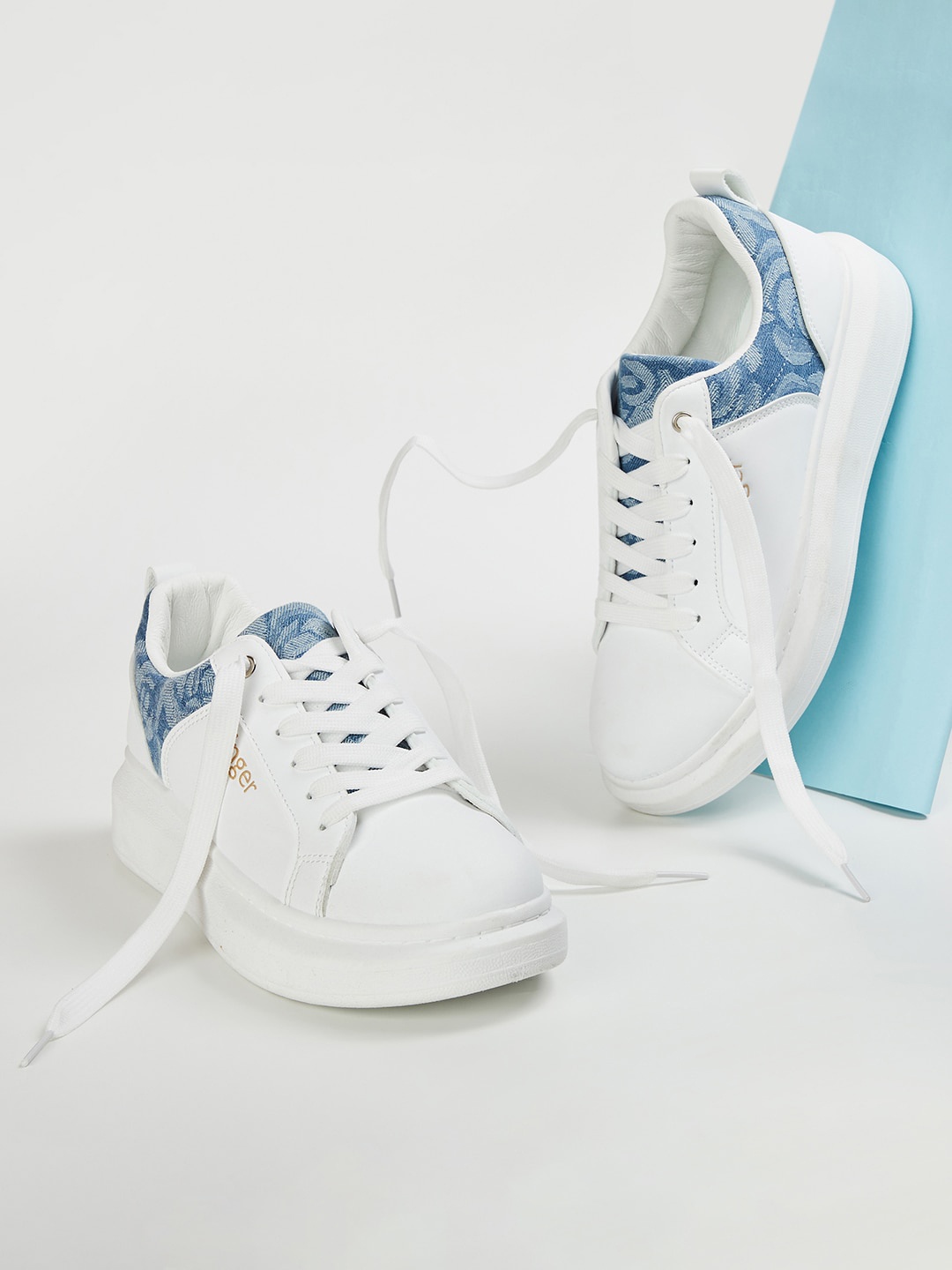 

Ginger by Lifestyle Women Printed Lace-Up Sneakers, White