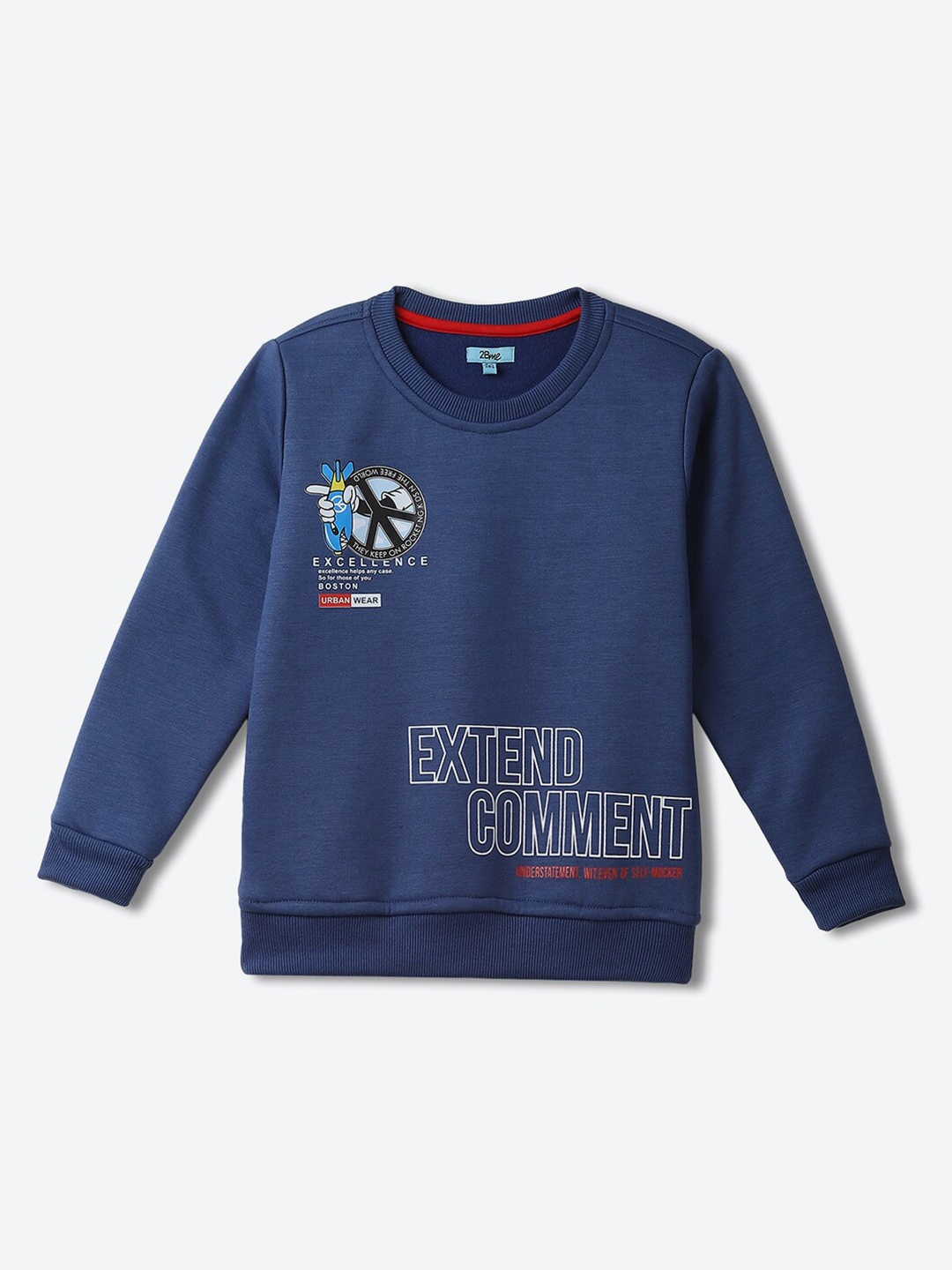 

2Bme Boys Typography Printed Long Sleeves Pullover Sweatshirt, Navy blue