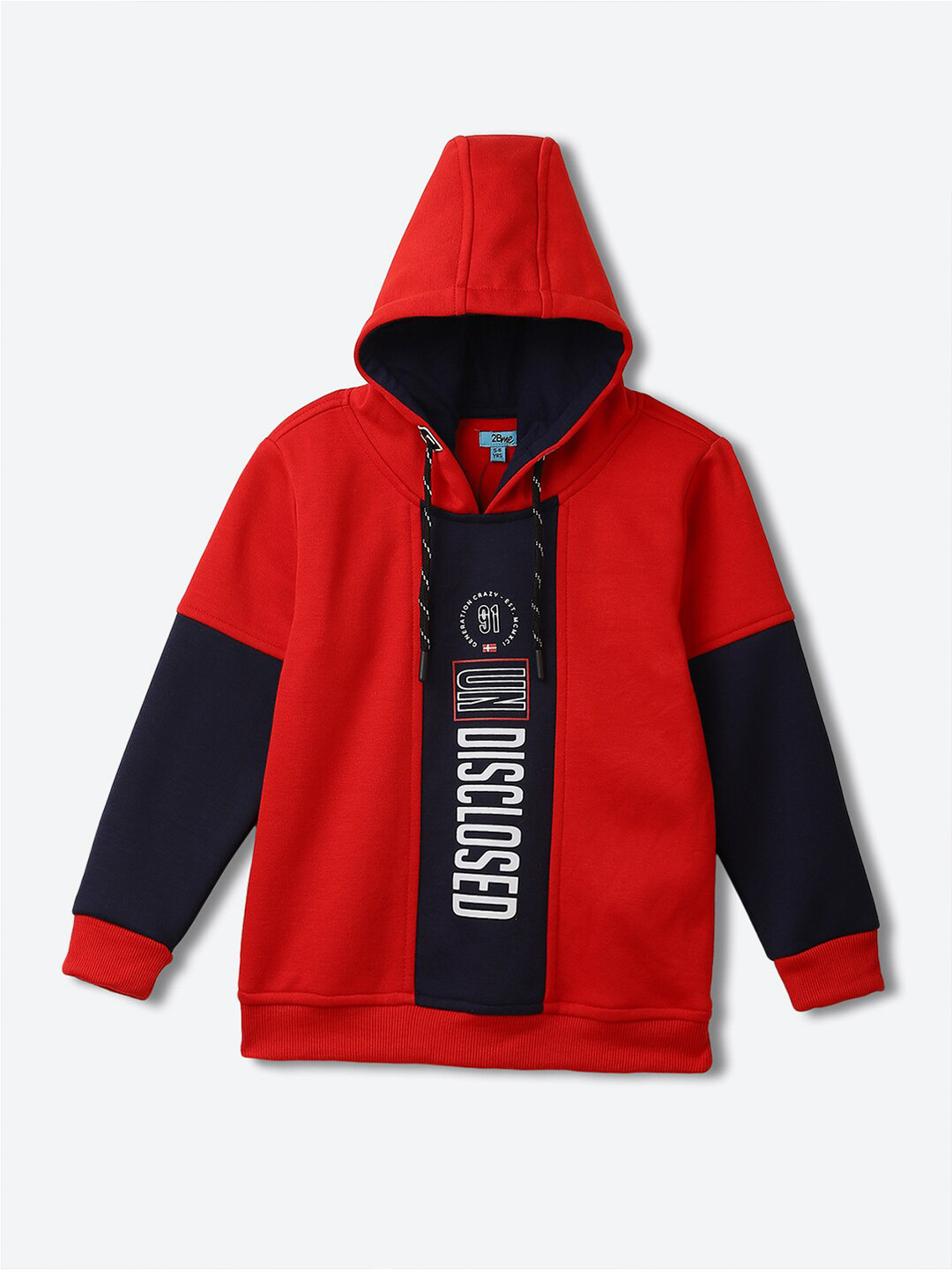 

2Bme Boys Typography Printed Hooded Pullover, Red