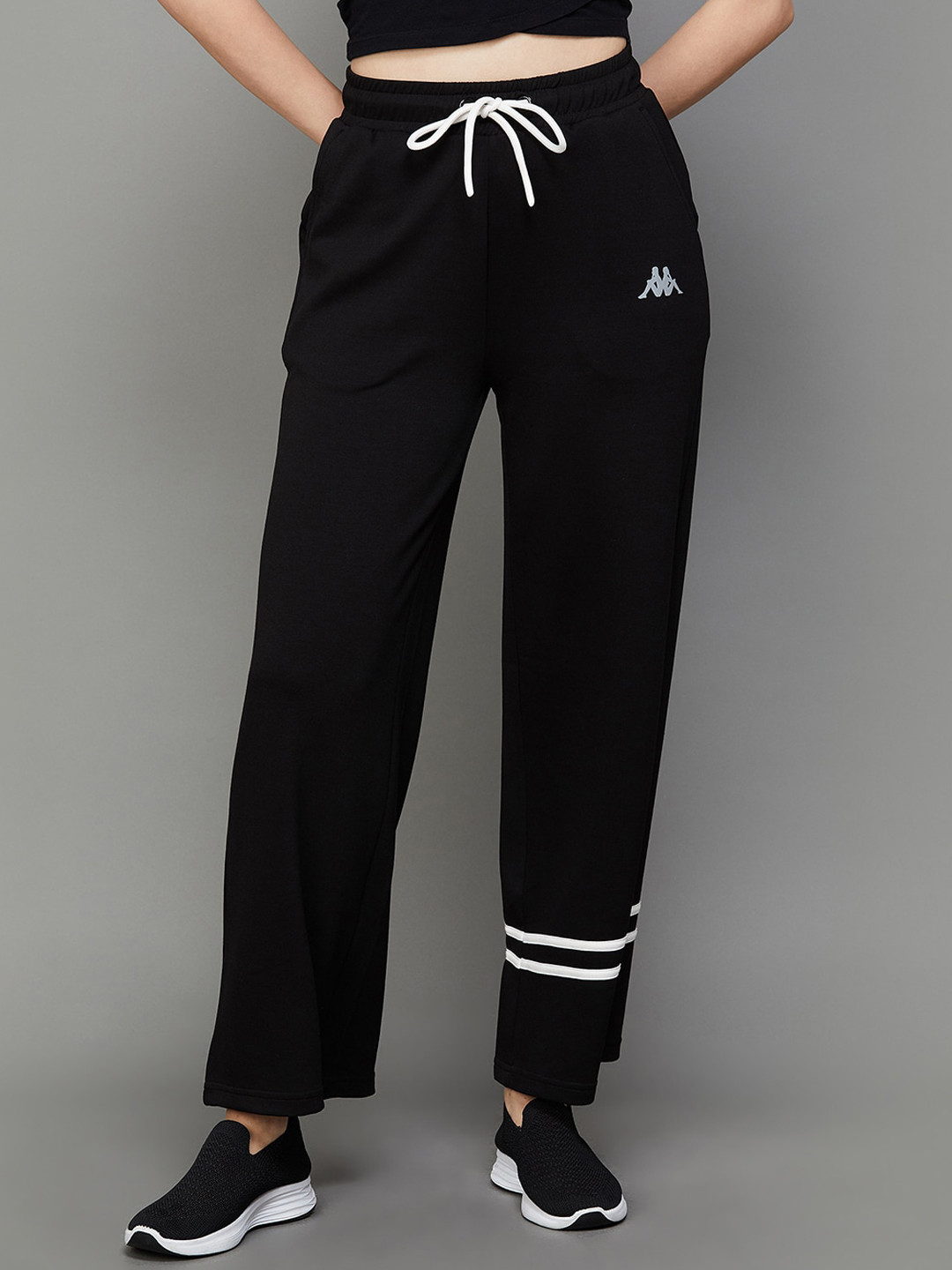 

Kappa Women Mid-Rise Striped Trouser, Black