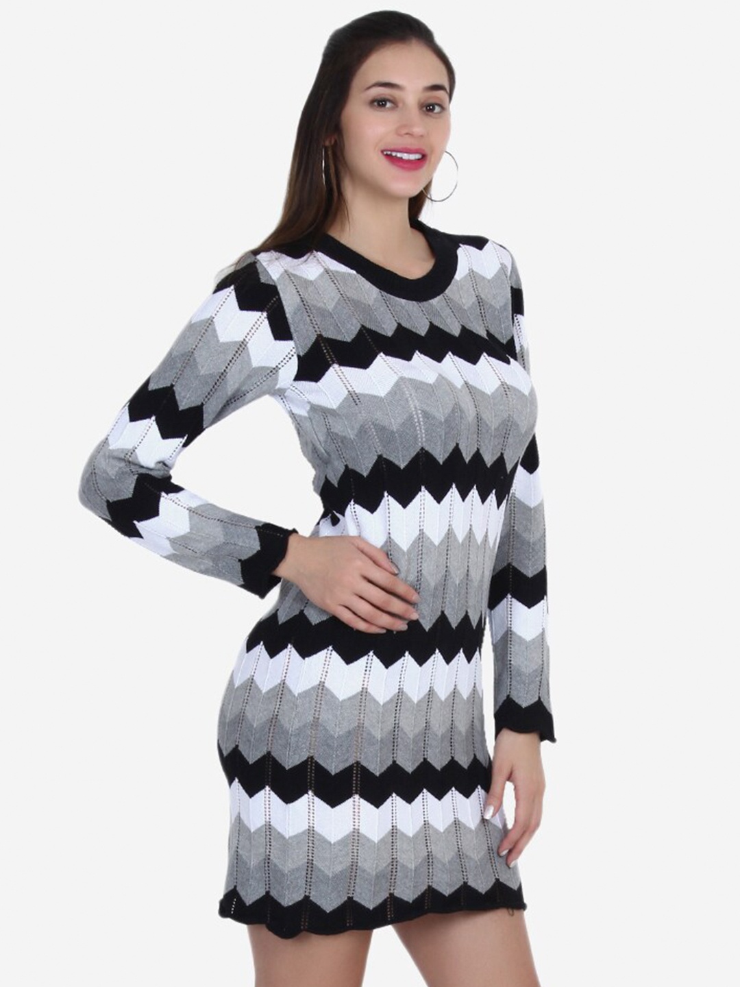 

Chemistry Striped Cotton Jumper Dress, Grey