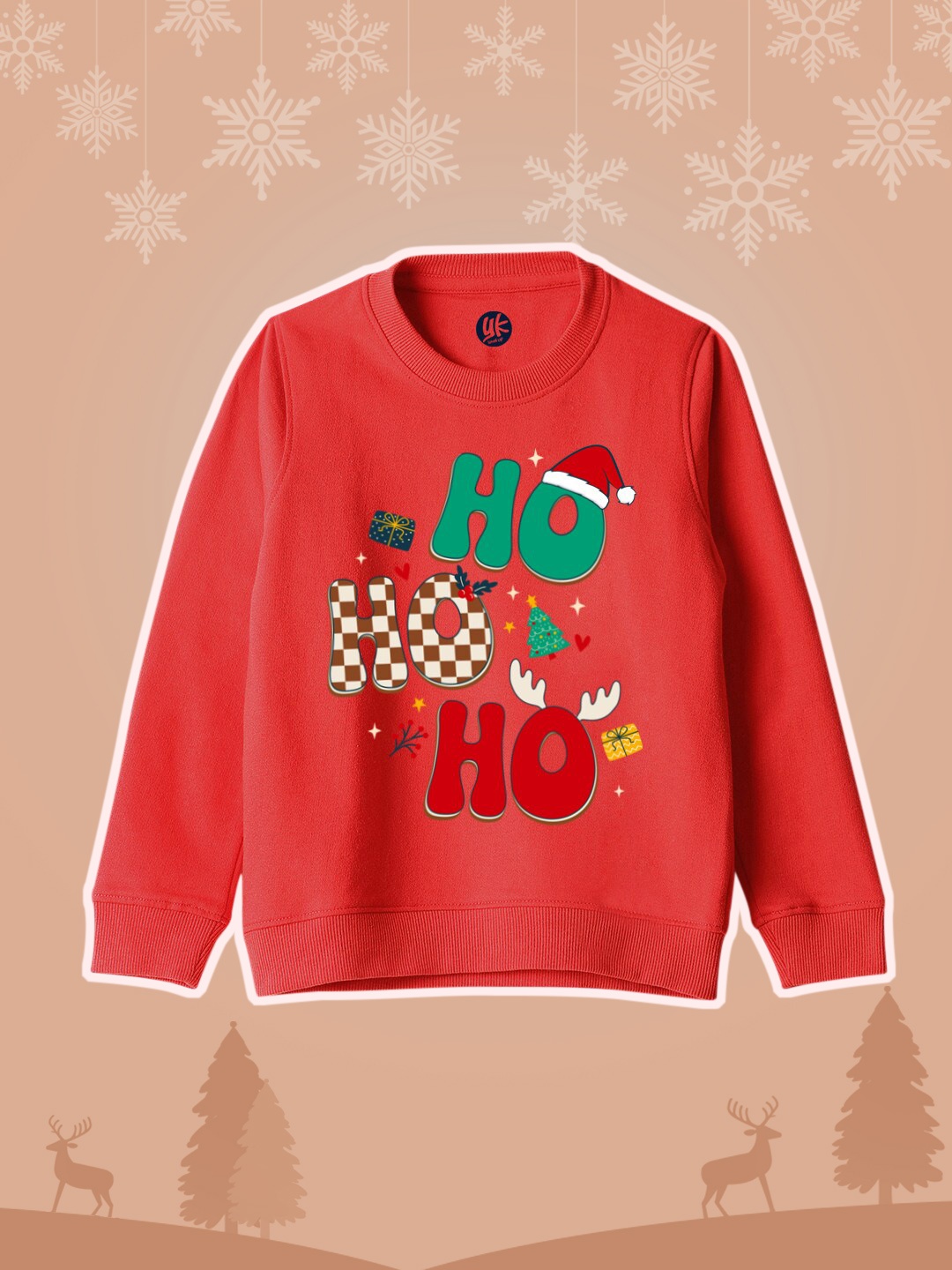 

YK Kids Typography Printed Pullover Sweatshirt, Red