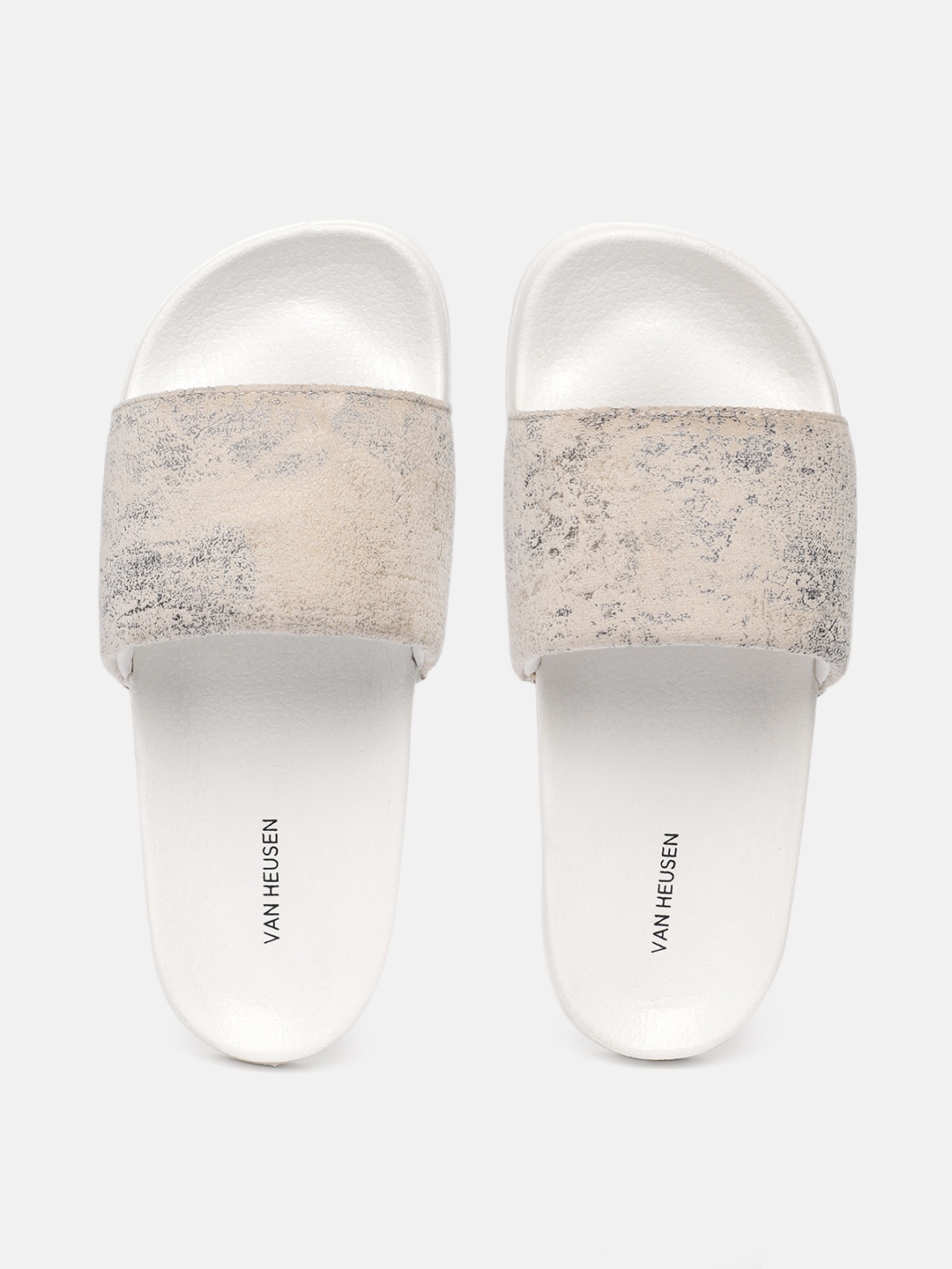 

Van Heusen Woman Brand Logo Printed Detail Sliders, Off white