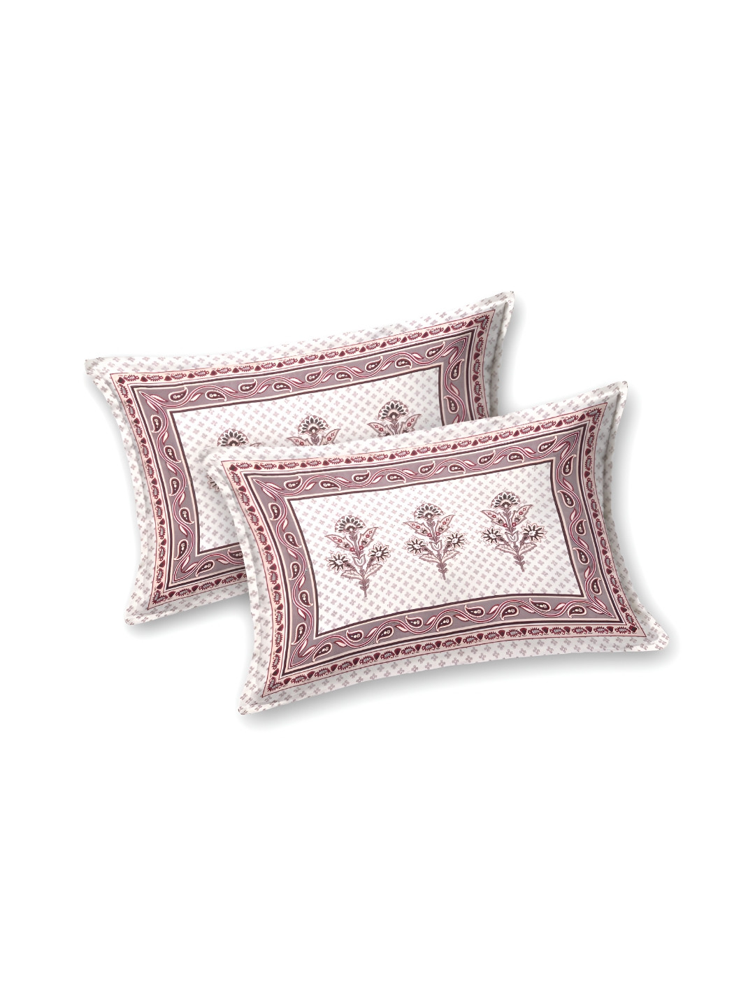 

DOLLIFI White & Pink Floral Printed Cotton 260 TC King Bedsheet With 2 Pillow Covers