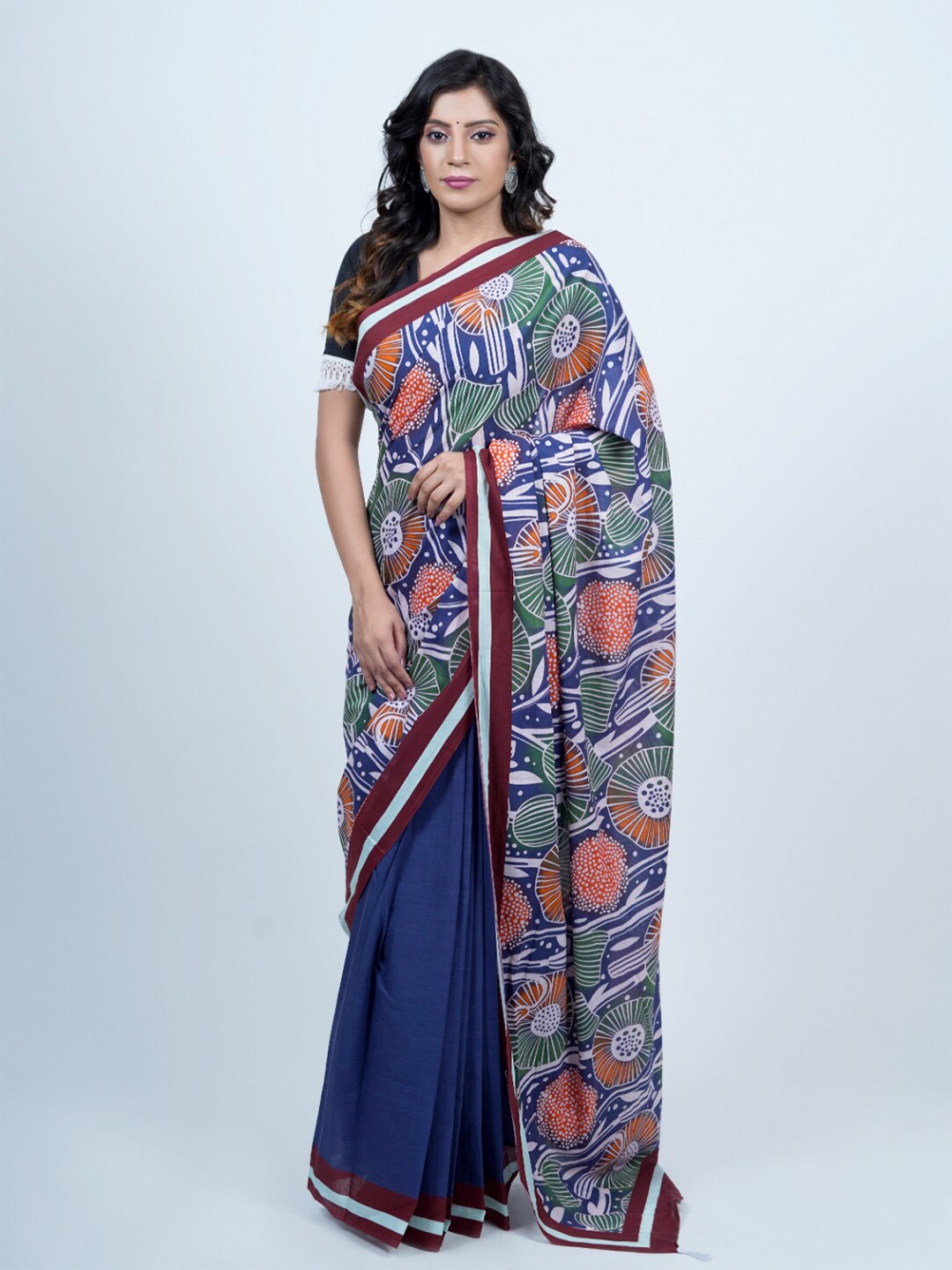 

BUTA BUTI Floral Printed Pure Cotton Pure Cotton Saree, Green