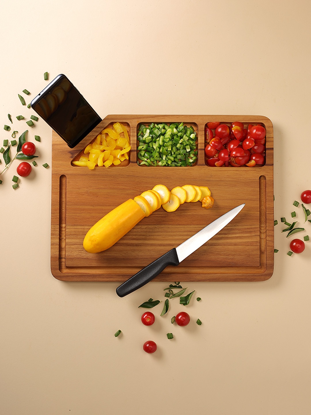 

Utopia Choice Teakogram Chopping Board with Mobile/Tablet Holder, Brown
