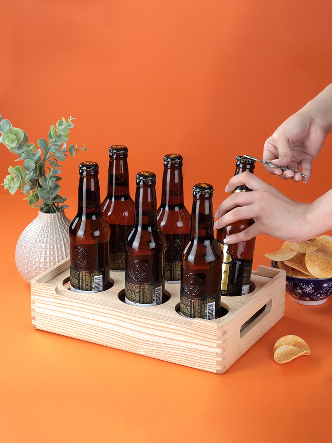 

Utopia Choice Cresta Ash Wood Beer Serving Caddy, Brown