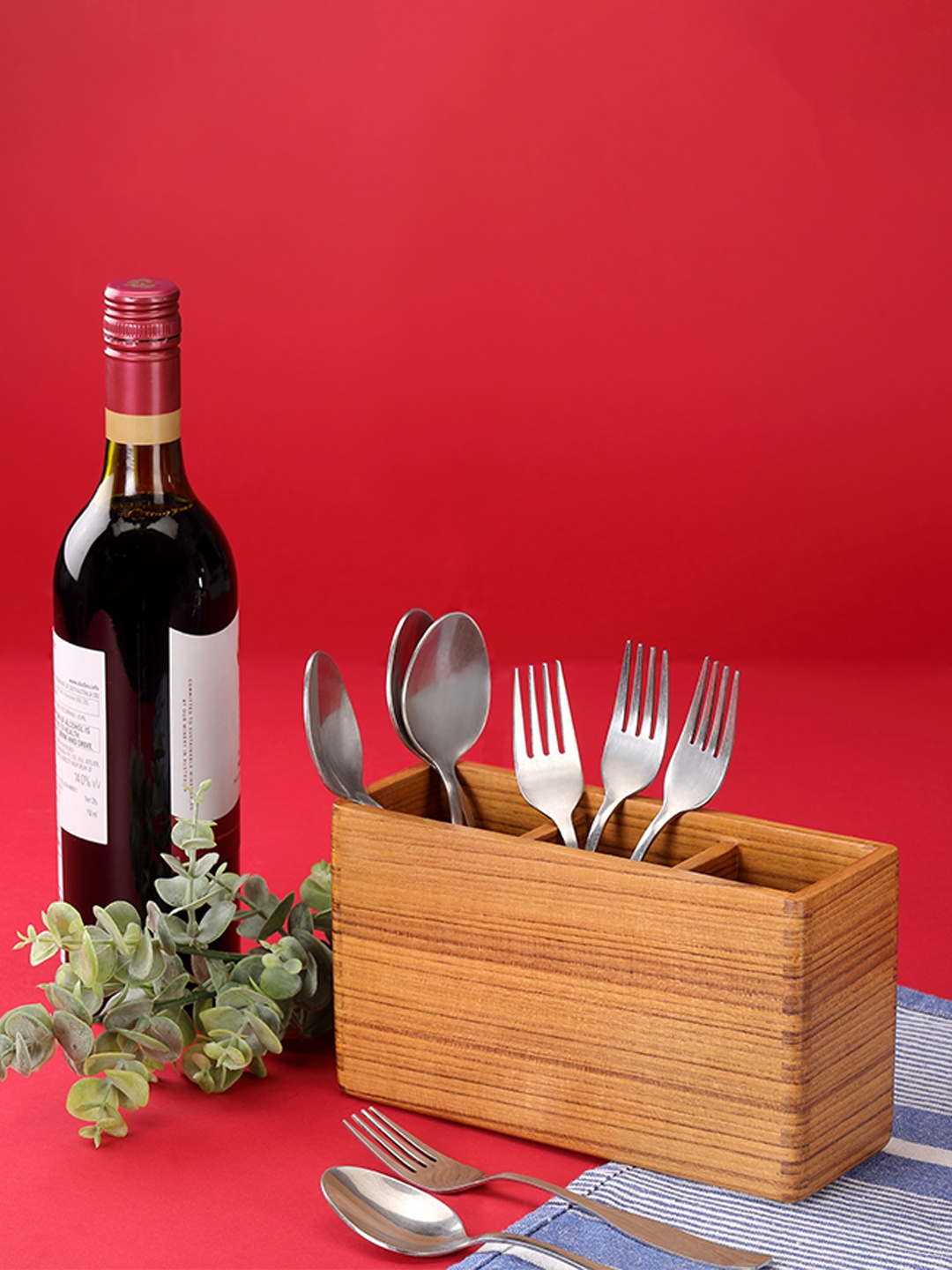

Utopia Choice Brown Teak Wood Cresta Cutlery Caddy
