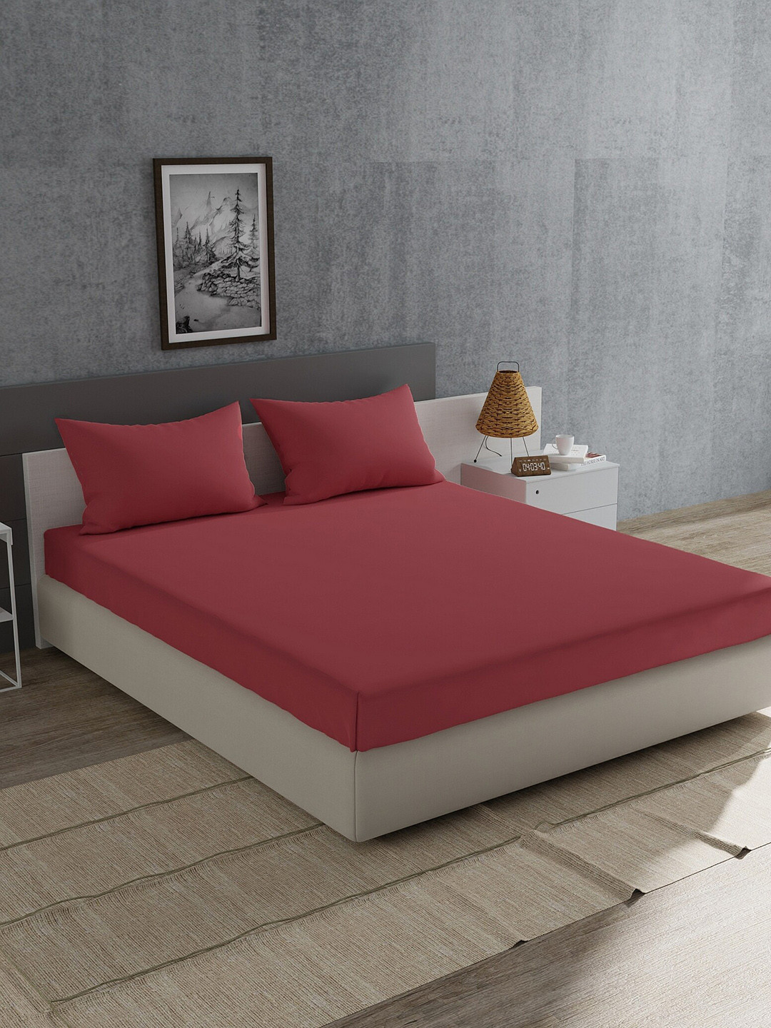 

Home Ecstasy Rust 180 TC Solid Cotton King Bedsheets with 2 Pillow Covers