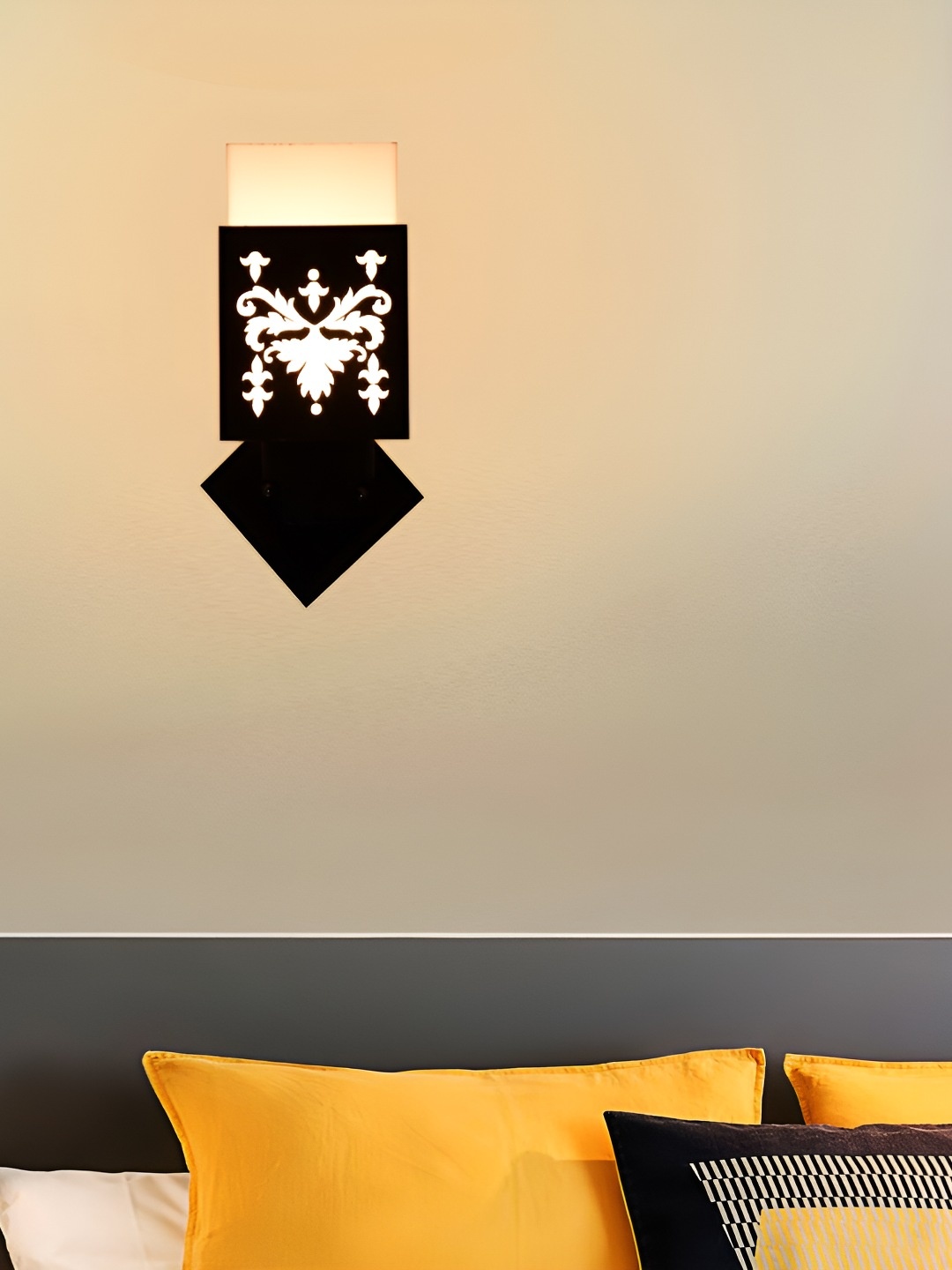

Afast Black & White Textured Wood Square Wall Lamp