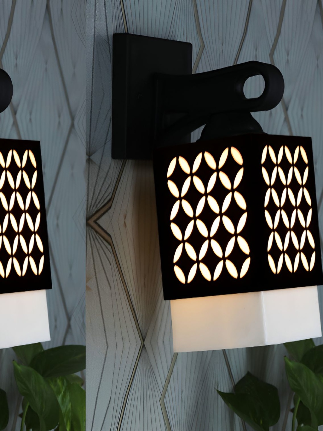 

Afast 2 Pcs Black & White Wooden Traditional Square Shaped Wall Lamps
