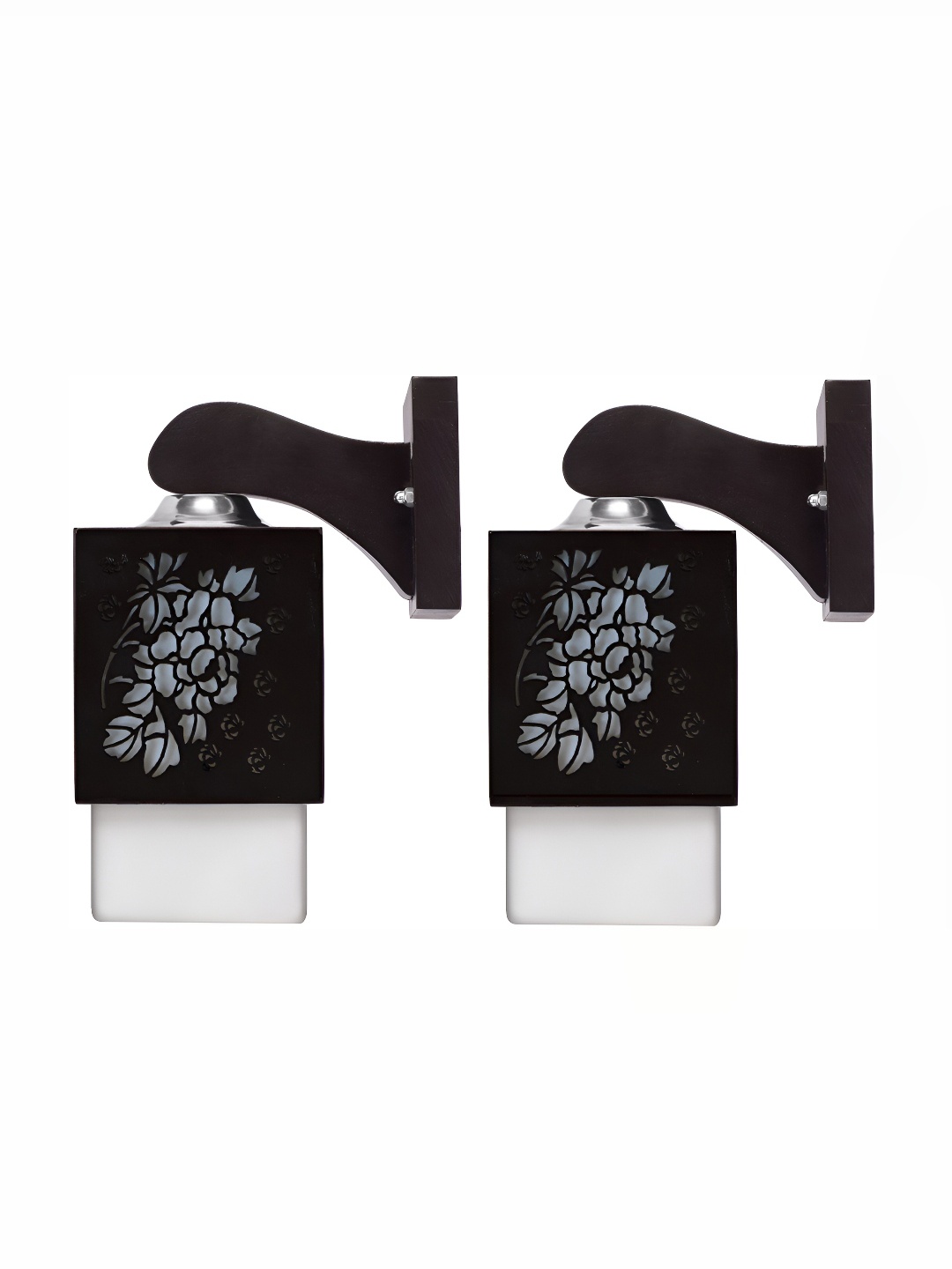 

Afast Black & White 2 Pieces Floral Printed Wooden Wall Lamps