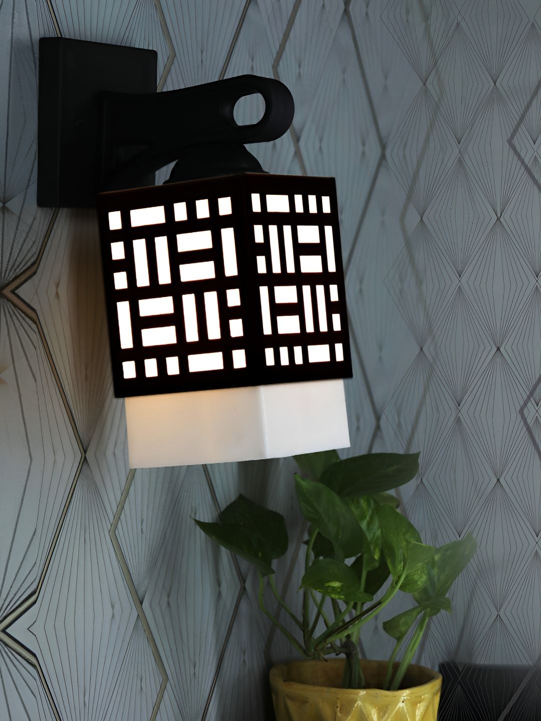 

Afast White & Black Textured Contemporary Wood Square Shaped Wall Lamp