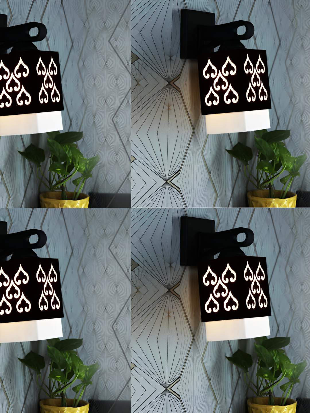 

Afast Black White 4 Pieces Square Wooden Textured Wall Lamp