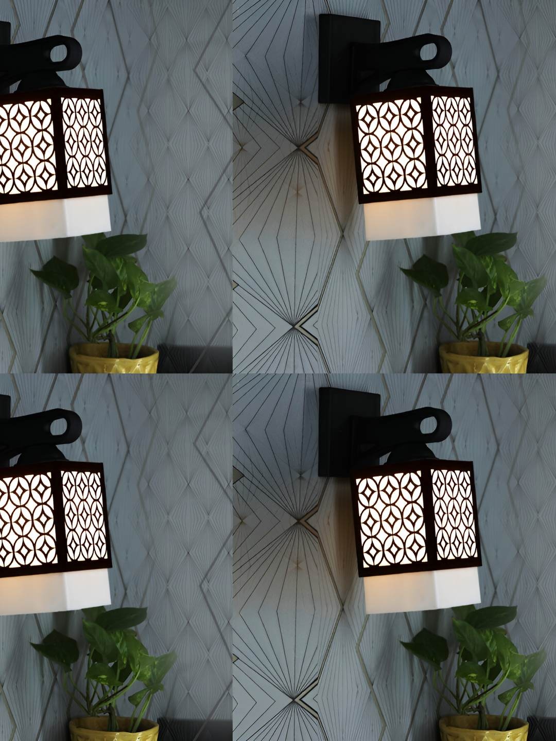 

Afast Black &White 4 Pieces Wooden Textured Square Solid Wall Lamps