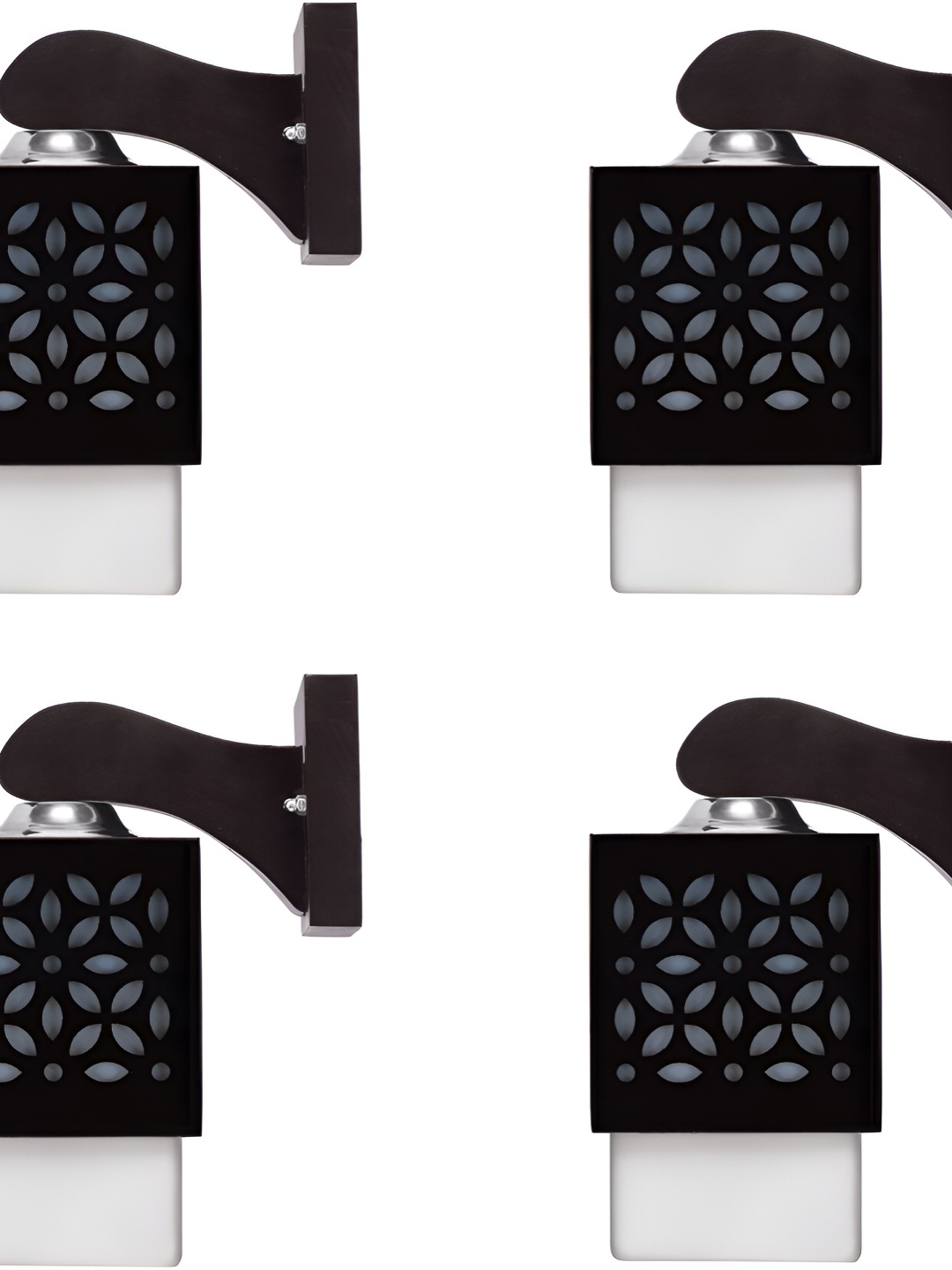 

Afast Black & White 4 Pieces Textured Wood Square Wall Lamps