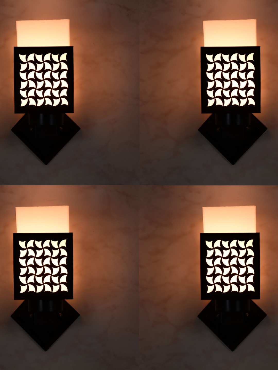 

Afast 4 Pcs Black & White Wooden Traditional Square Shaped Wall Lamps