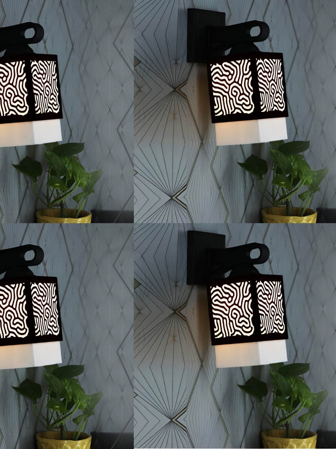 

Afast Black & White 4 Pieces Square Wooden Textured Wall Lamp