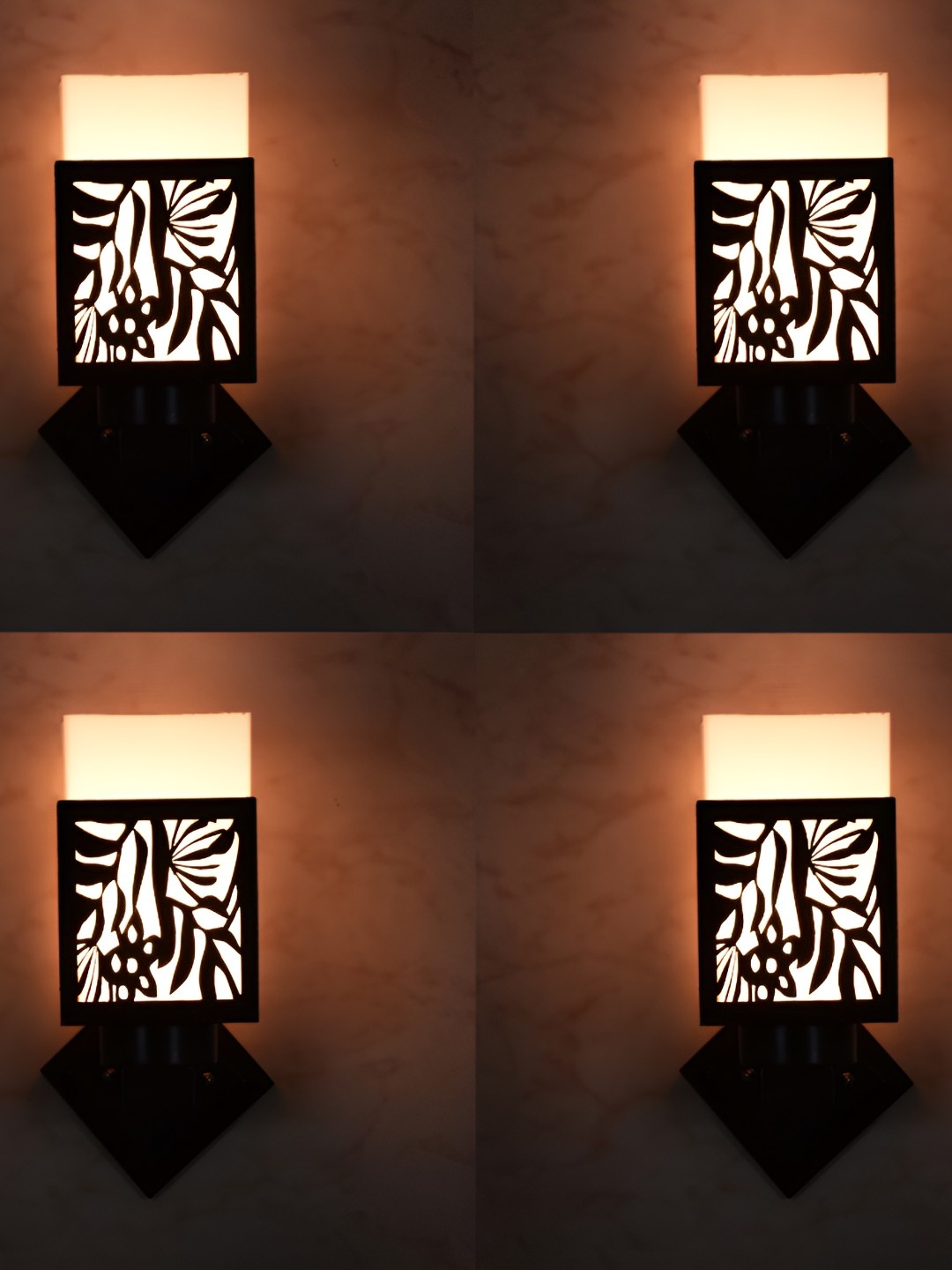 

Afast Brown & White 4 Pieces Wood Contemporary Rectangle Shaped Wall Lamp