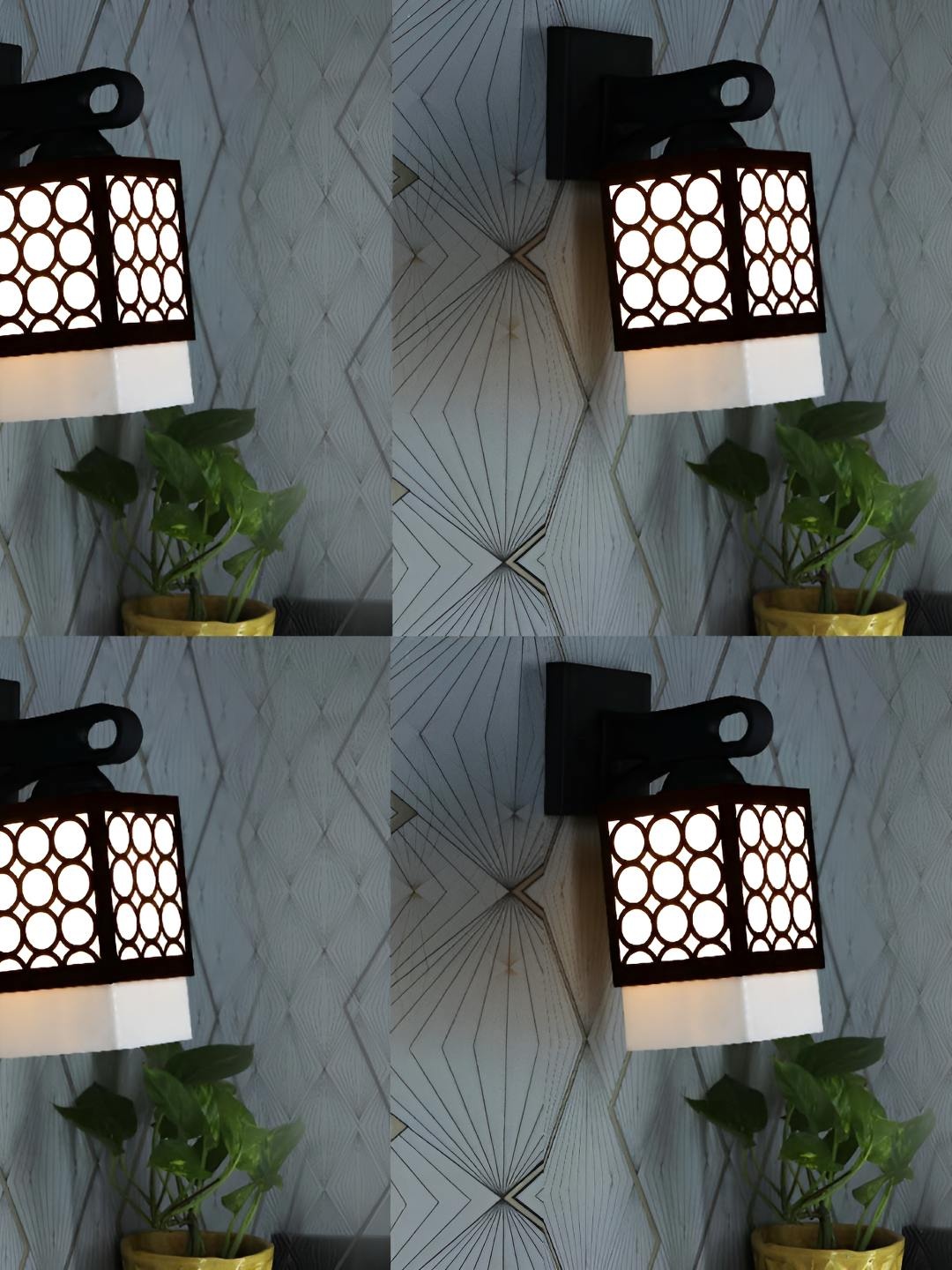 

Afast Black & White 4 Pieces Wooden Textured Square Shaped Wall Lamp