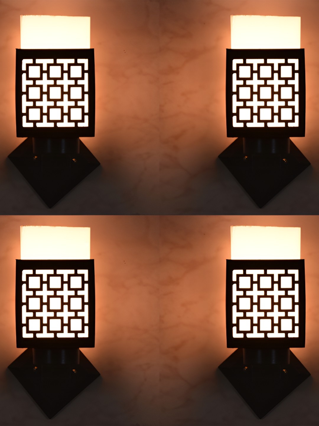 

Afast 4 Pcs Black & White Wooden Traditional Square Shaped Wall Lamps