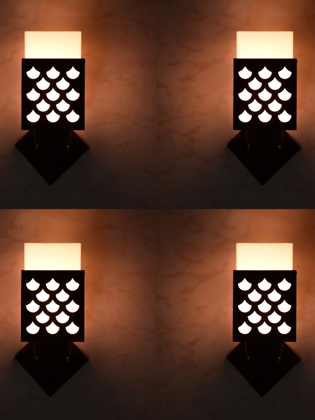 

Afast 4 Pcs Black & White Wooden Traditional Square Shaped Wall Lamps