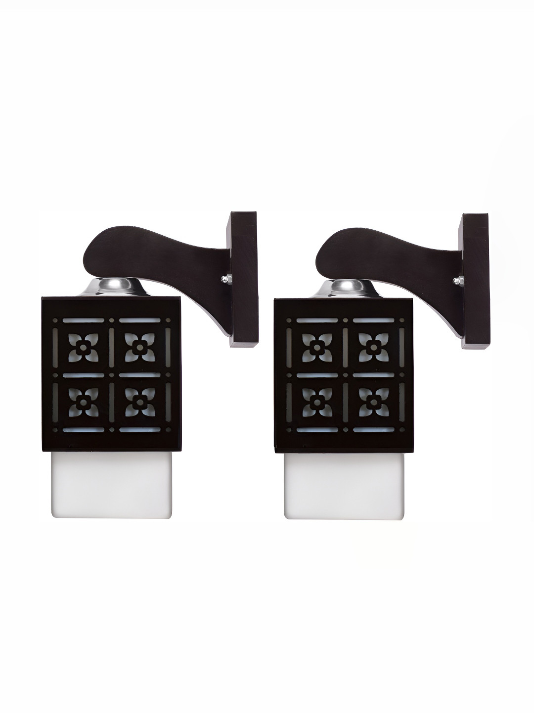 

Afast Black & White 2 Pieces Textured Wooden Square Wall Lamps