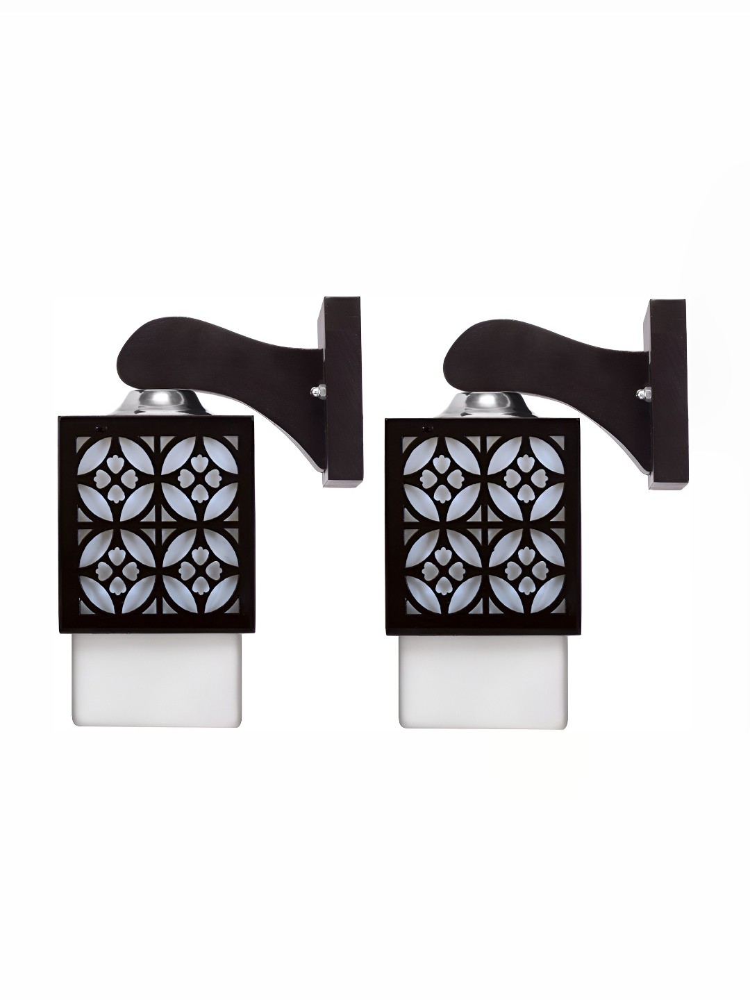 

Afast 2 Pcs Black & White Wooden Traditional Square Shaped Wall Lamps